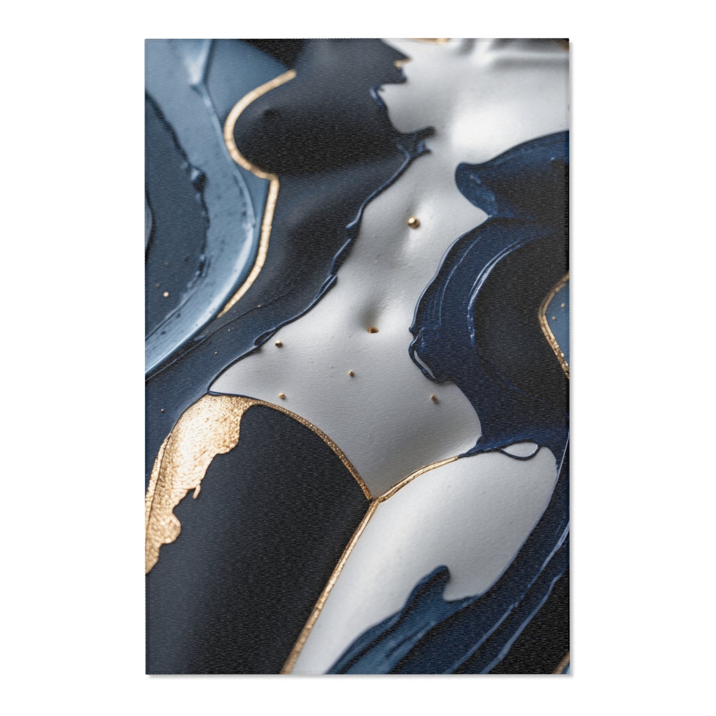 Elegant Abstract Area Rug - Modern Home Decor with Gold Accents