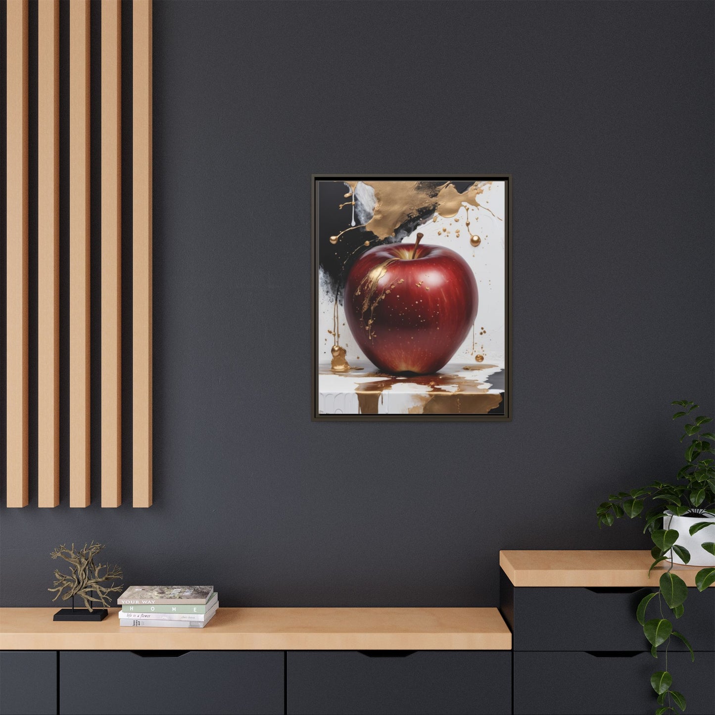 Elegant Apple Art Print - Multi-color Framed Canvas