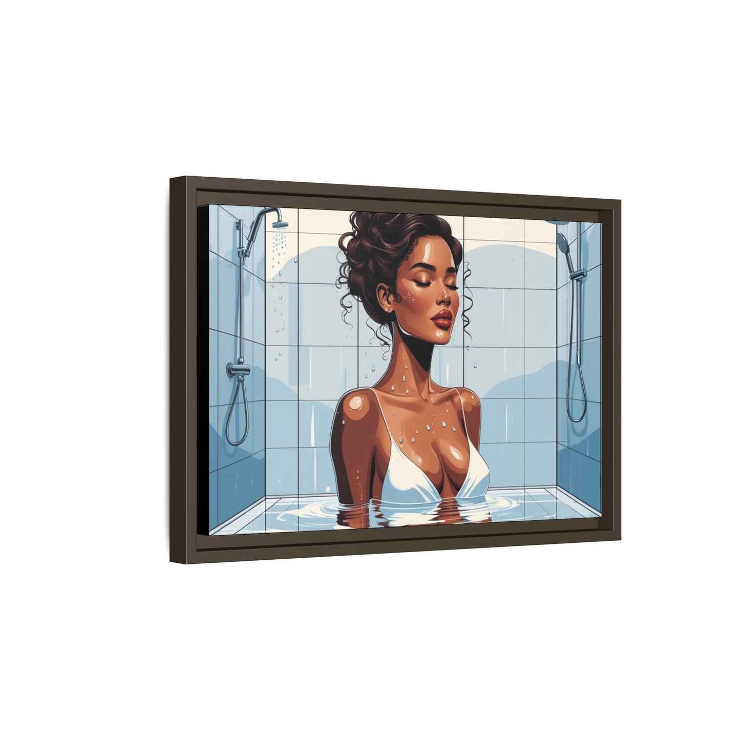 Serene Bathing Woman Canvas Art - Framed Multi-Color Wall Decor