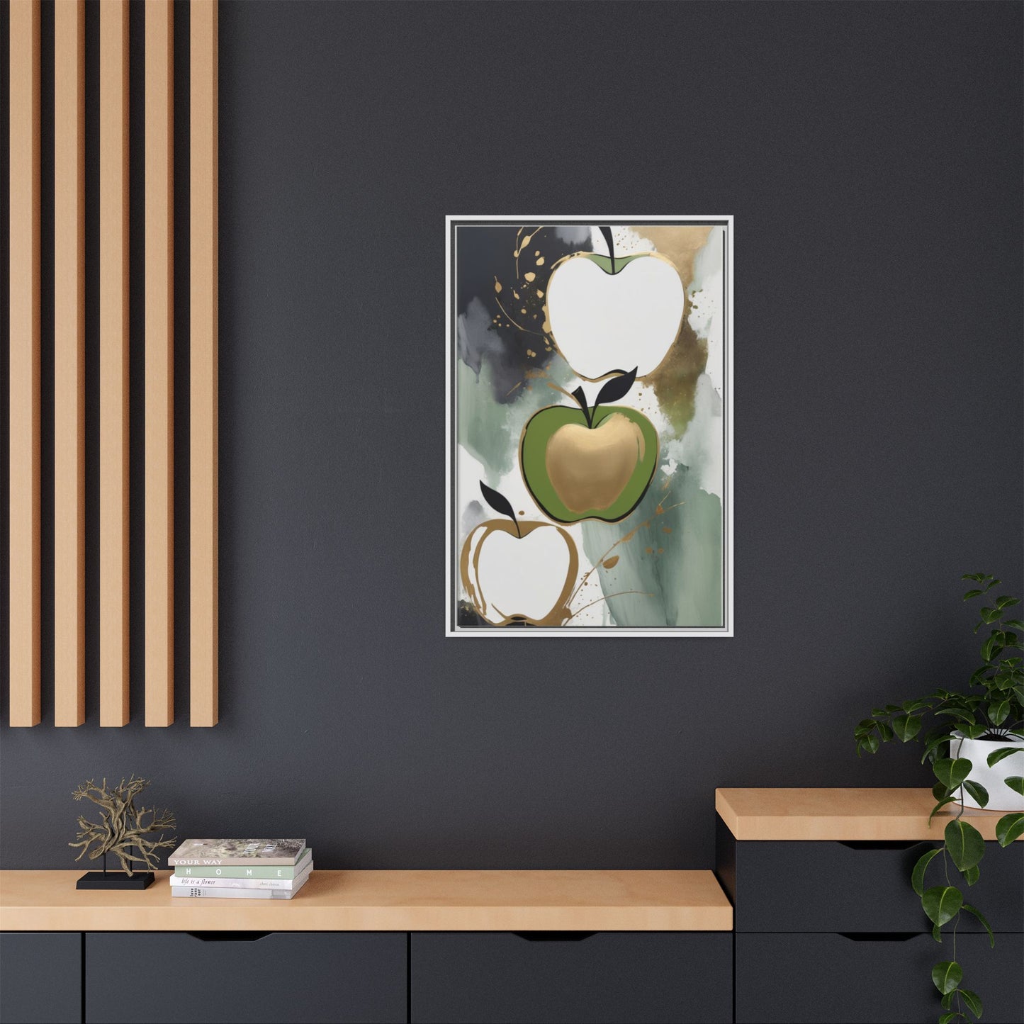 Modern Abstract Apple Canvas Art Print - Colorful Framed Wall Decor