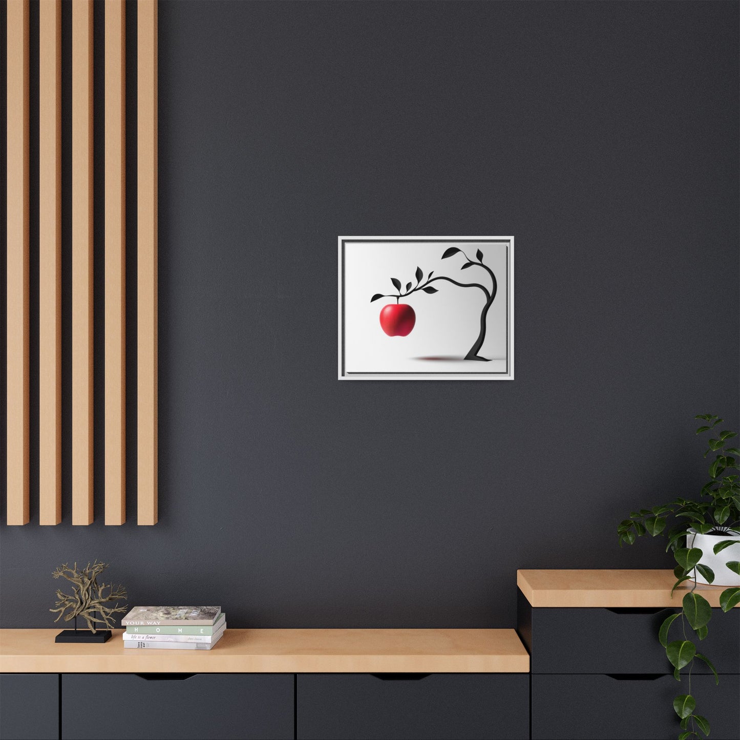 Modern Framed Canvas Art - Red Apple Tree Decor for Home & Office