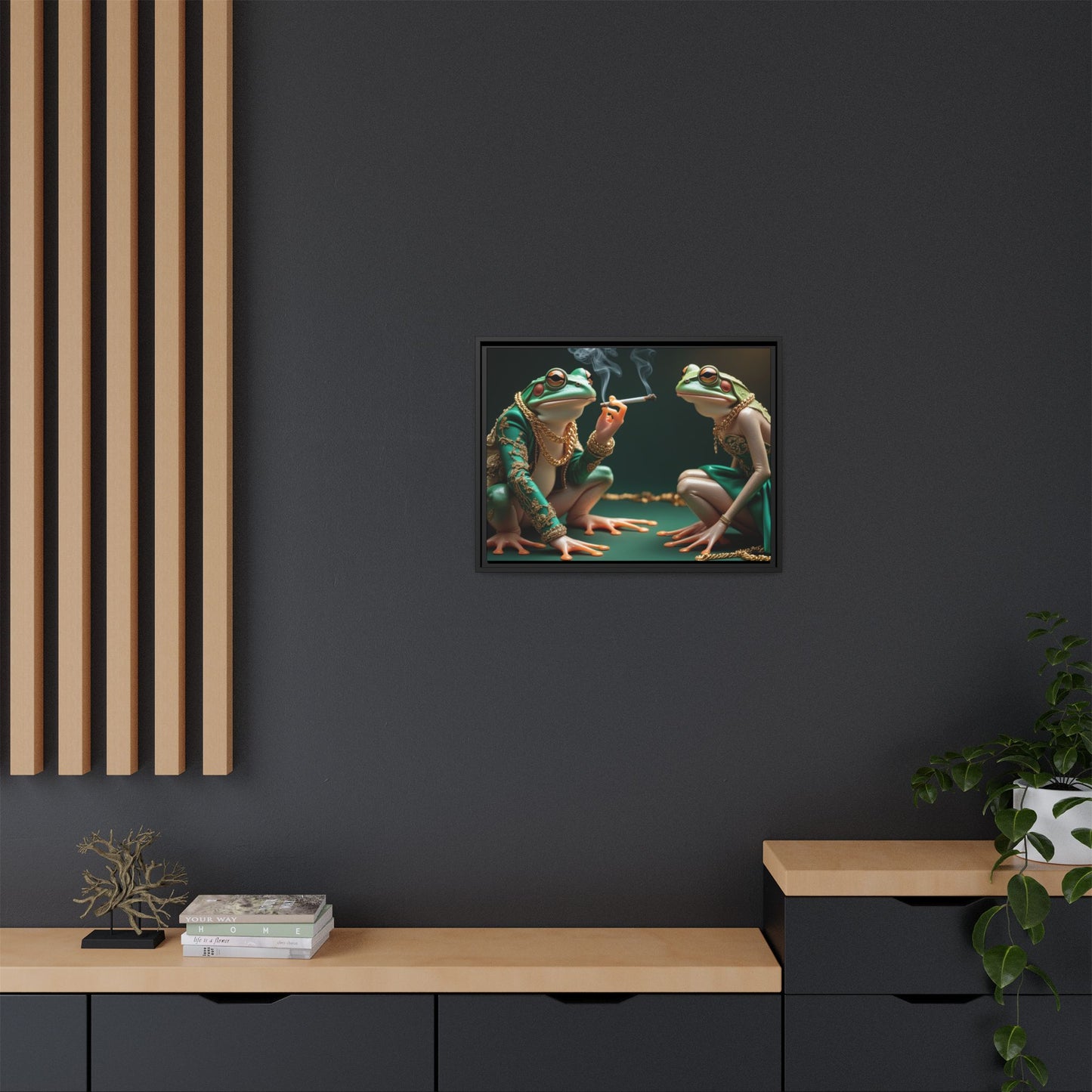 Whimsical Frog Art Print - Framed Canvas for Unique Home Decor