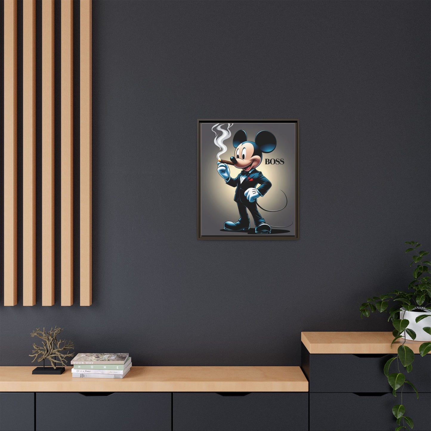 Framed Boss Mickey Mouse Canvas Art - Stylish Wall Decor for Fans