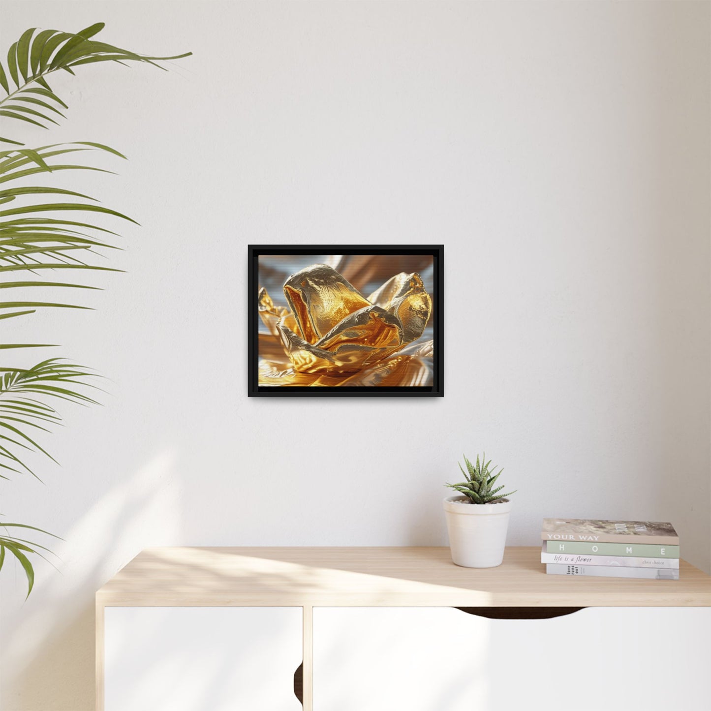 Gold Foil Rose Canvas Art - Elegant Home Decor