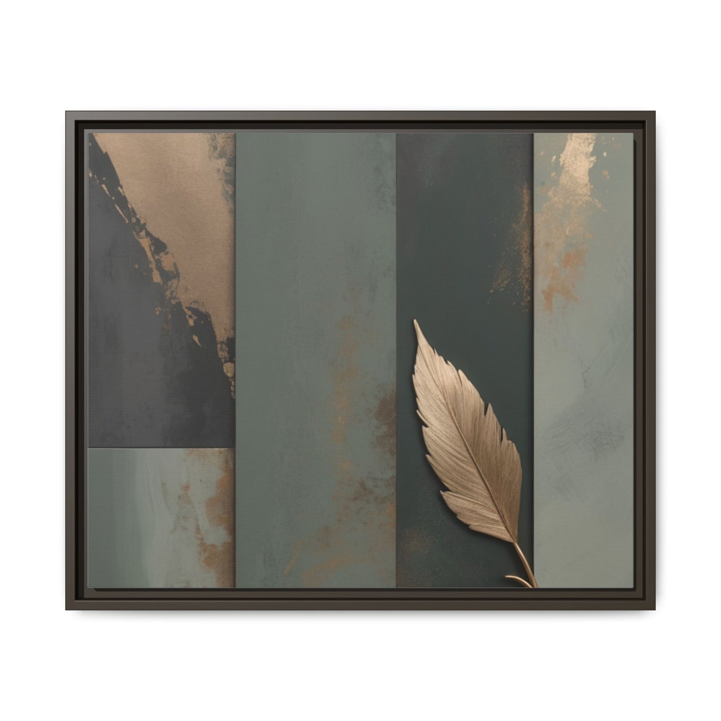 Elegant Framed Matte Canvas Wall Art - Multi-Color Leaf Design