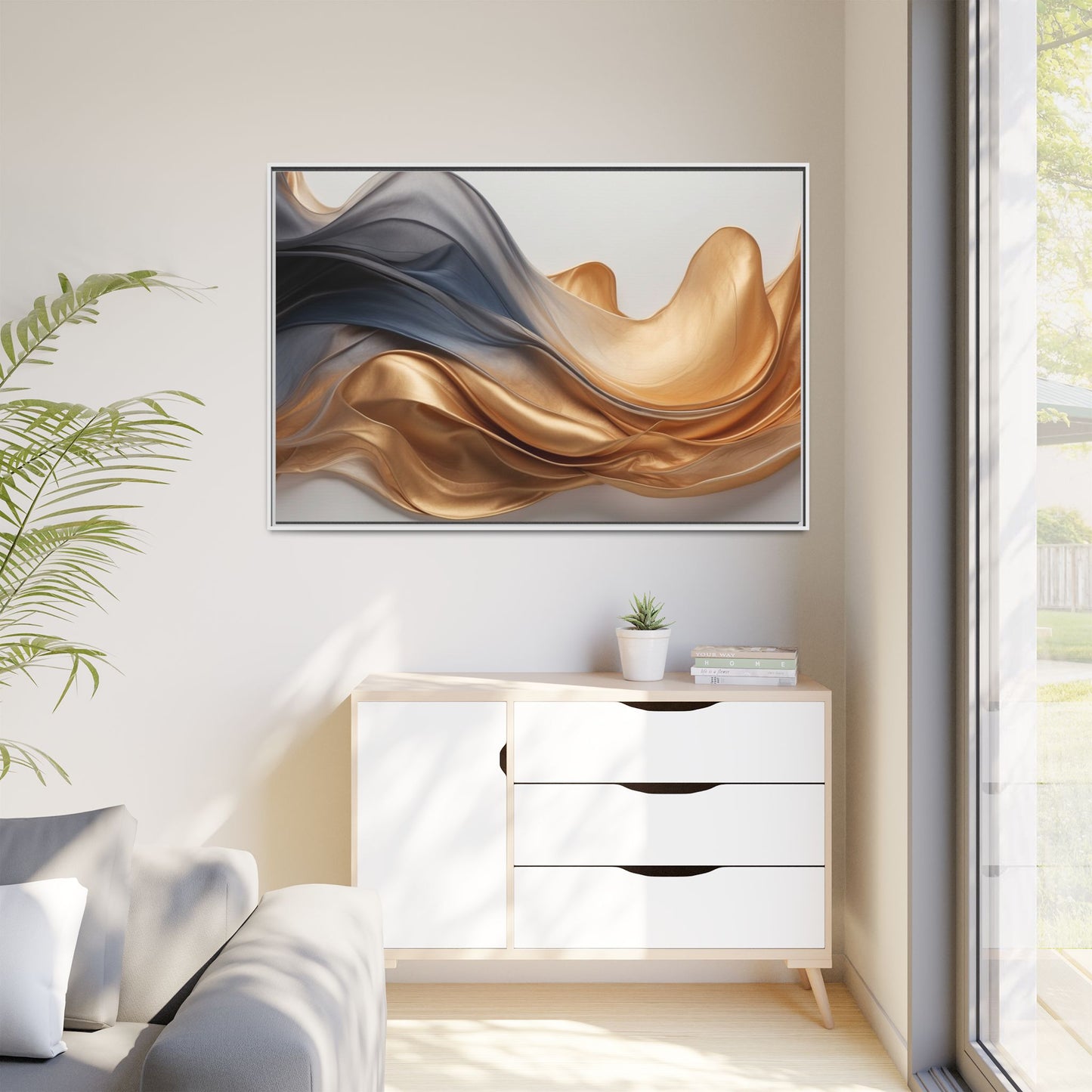 Abstract Matte Canvas Art Print - Framed Multi-color Wall Decor
