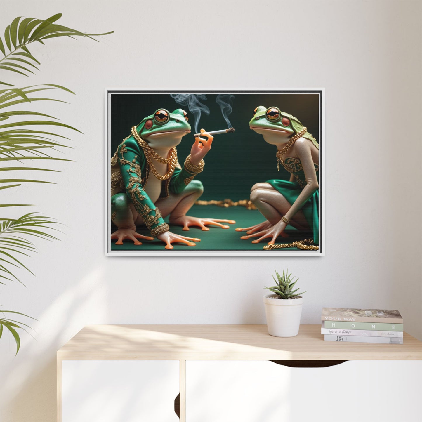 Whimsical Frog Art Print - Framed Canvas for Unique Home Decor