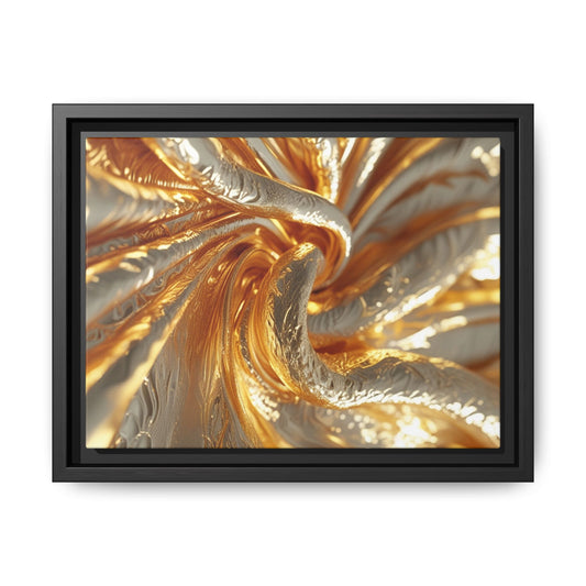 Elegant Abstract Matte Canvas Print - Gold & Silver Framed Art