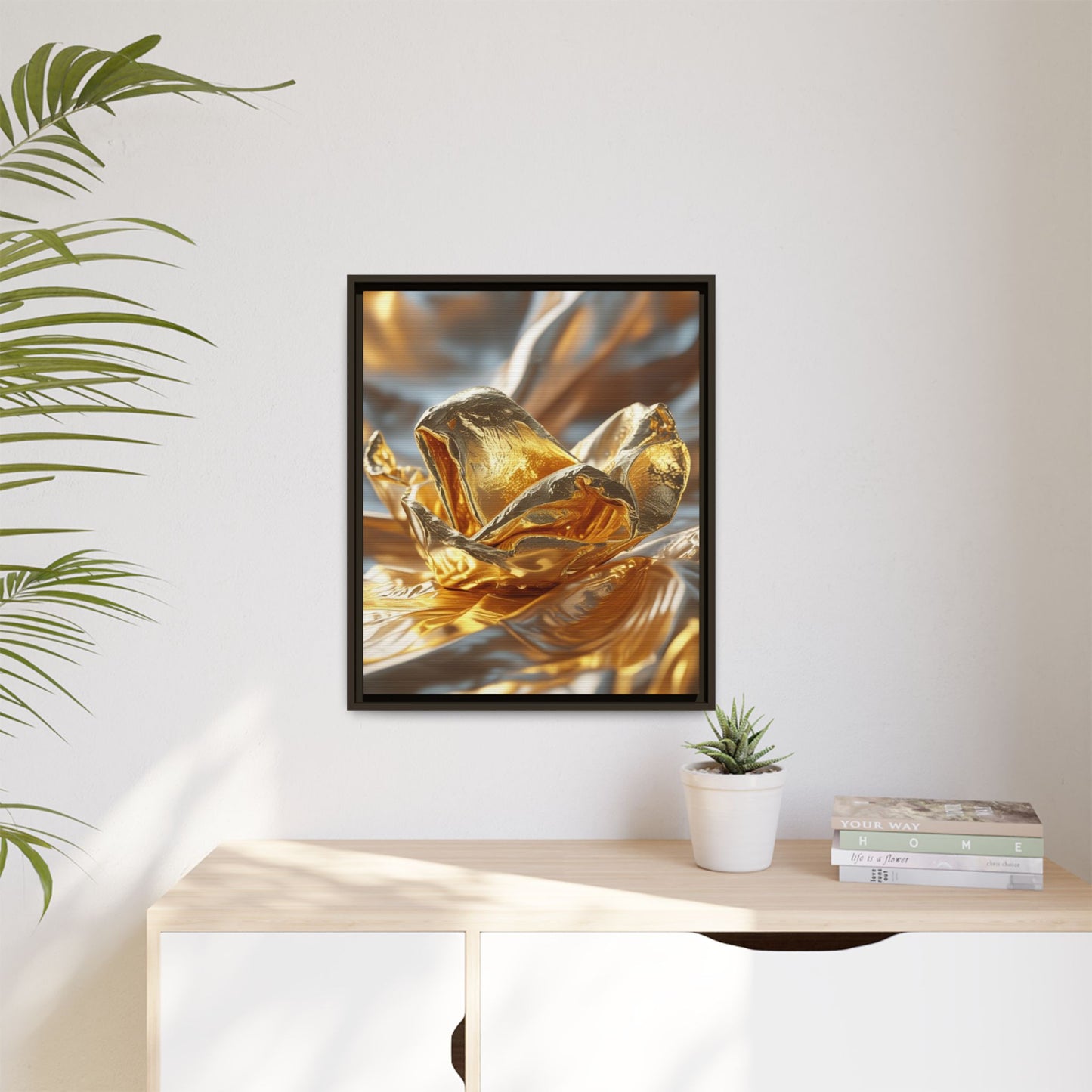 Gold Foil Rose Canvas Art - Elegant Home Decor