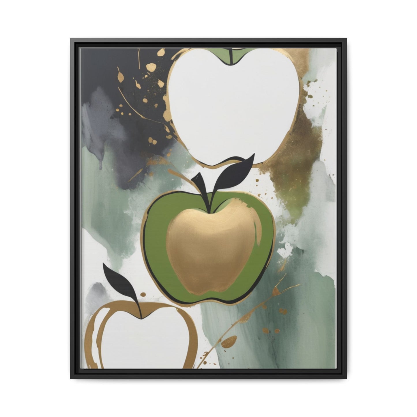 Modern Abstract Apple Canvas Art Print - Colorful Framed Wall Decor