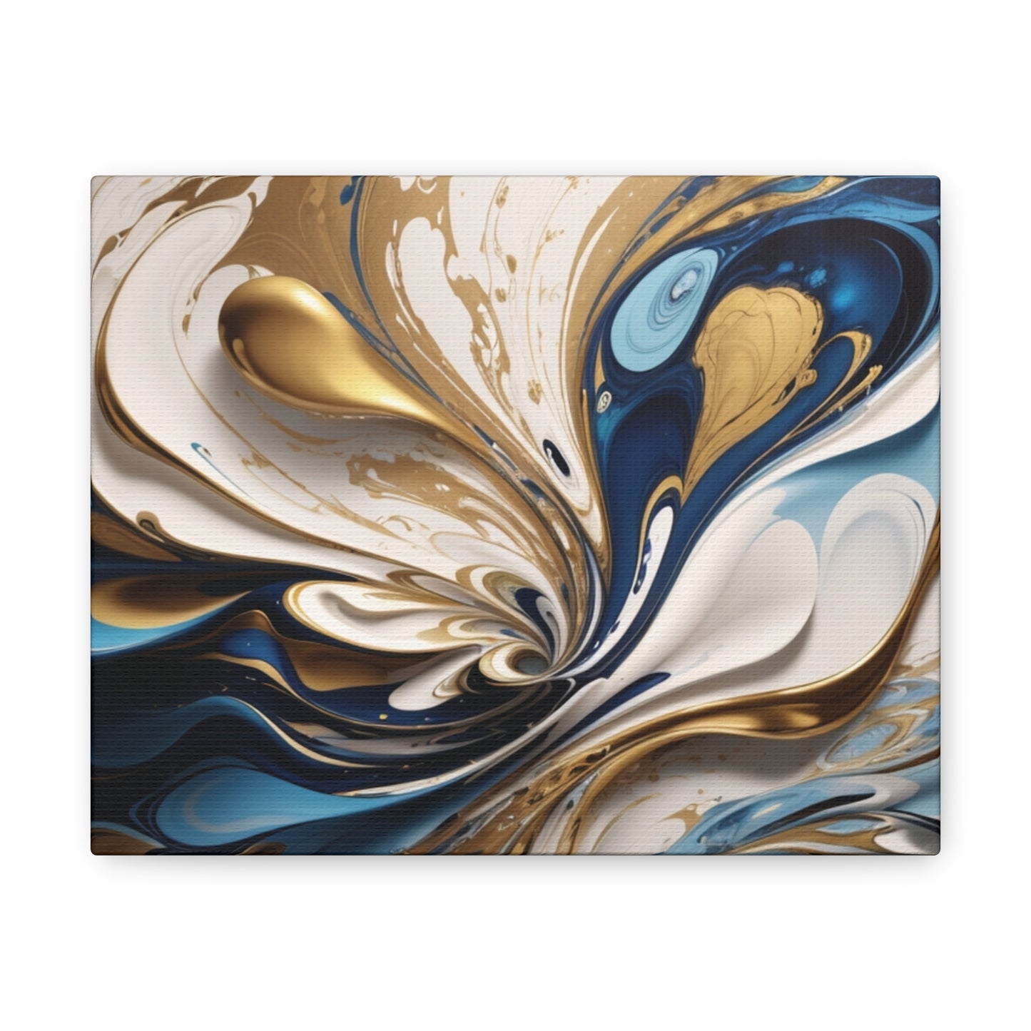 Golden Currents: Fluid Symphony in Blue and White"