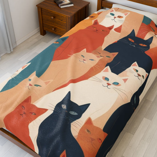 Cozy Cat Lover's Velveteen Plush Blanket