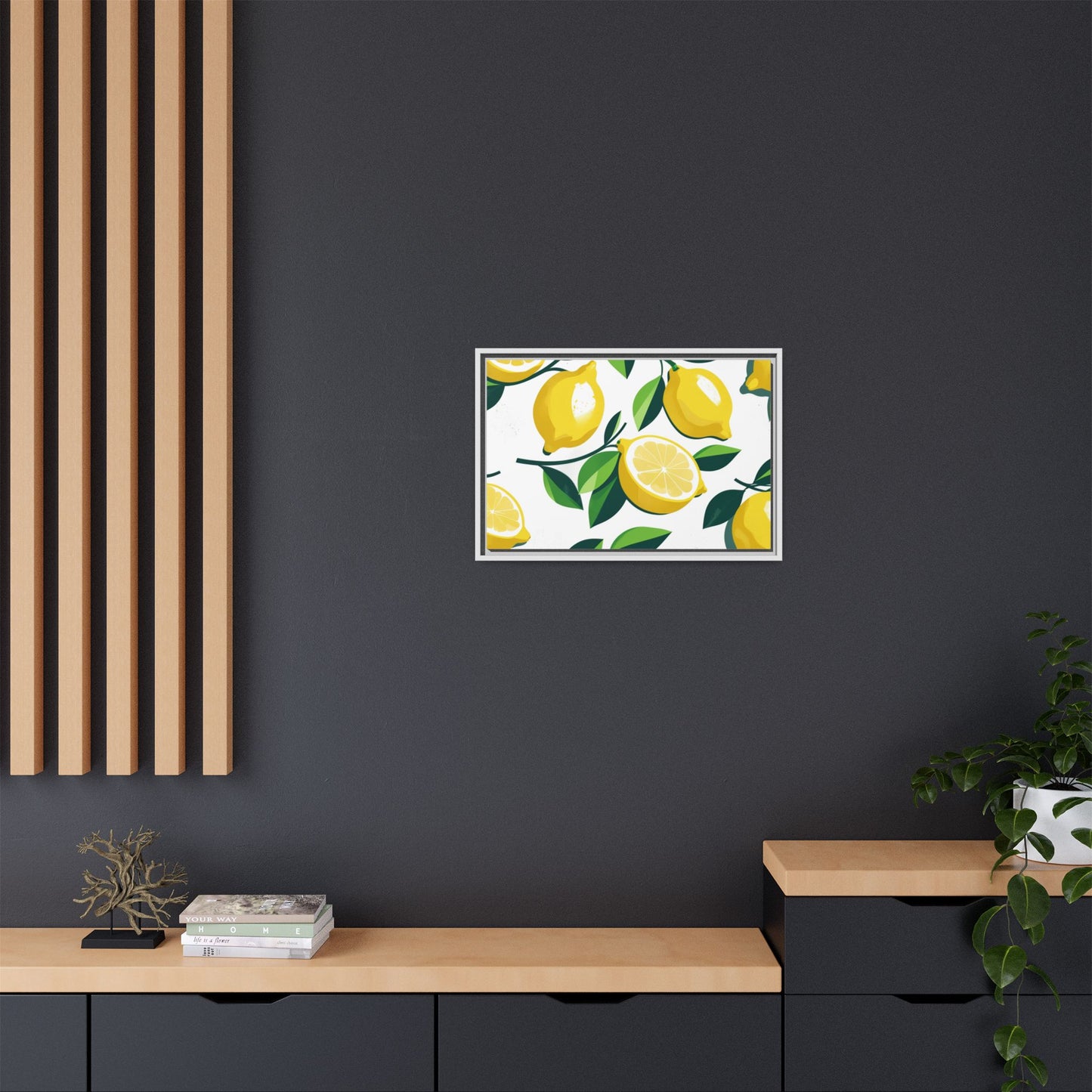 Lemon-Themed Framed Canvas Wall Art - Bright and Fresh Decor