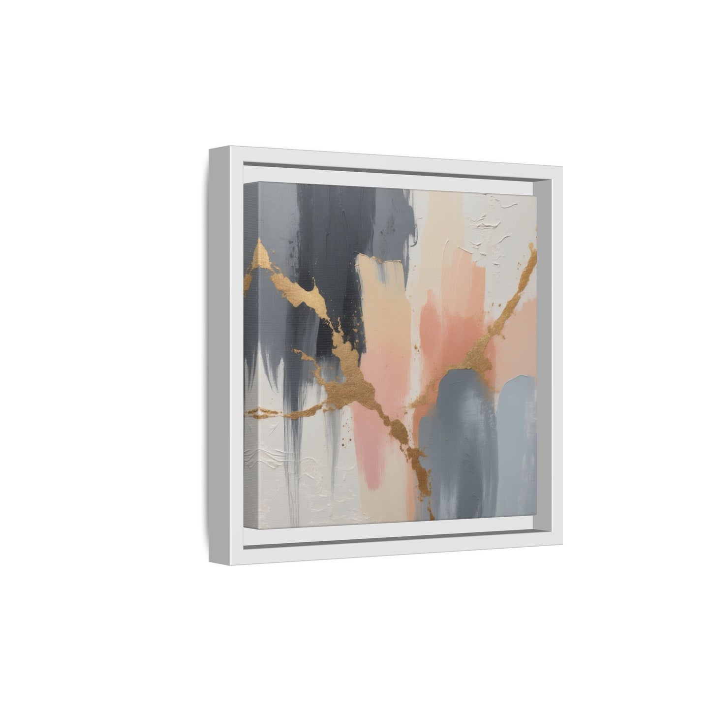 Elegant Abstract Framed Canvas Art with Gold Accents