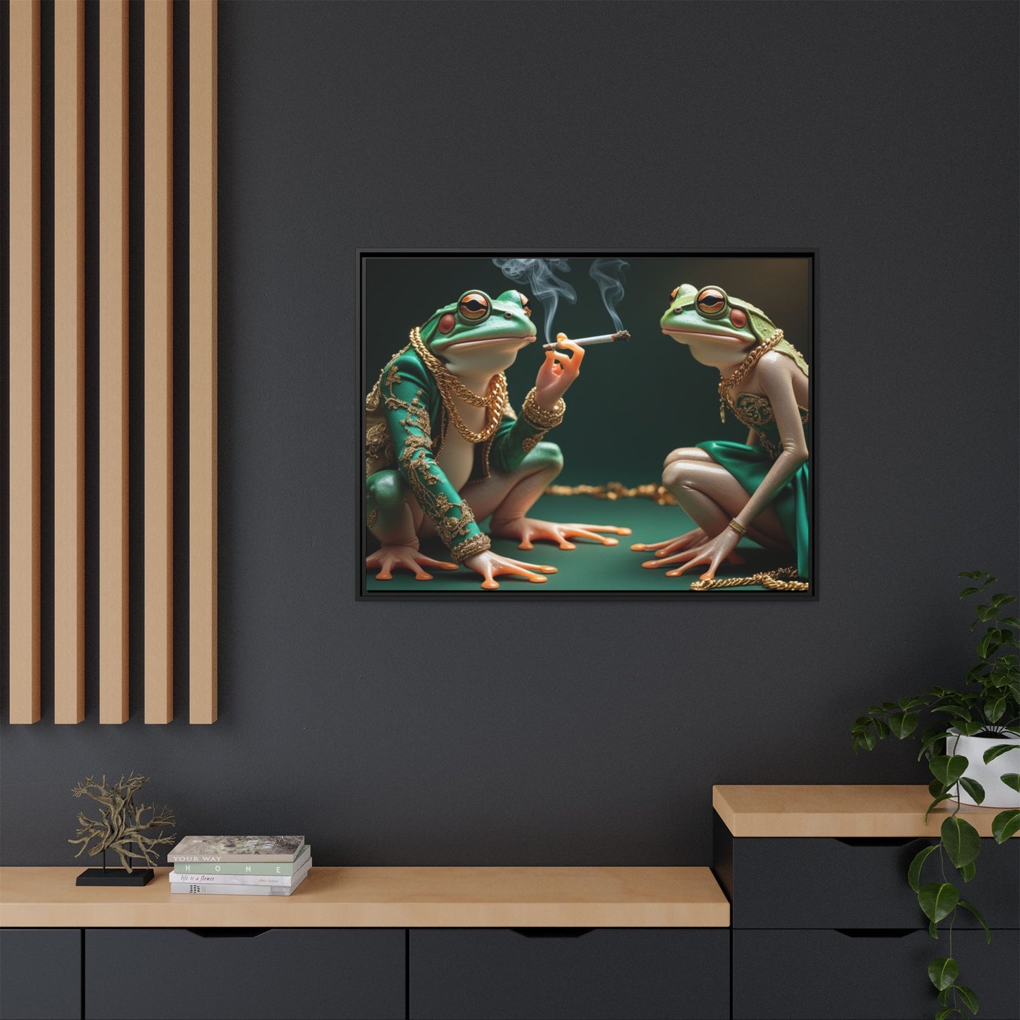 Whimsical Frog Art Print - Framed Canvas for Unique Home Decor