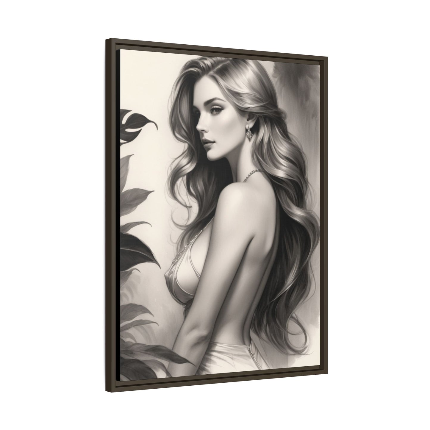 Elegant Matte Framed Art Print - Stylish Woman Portrait