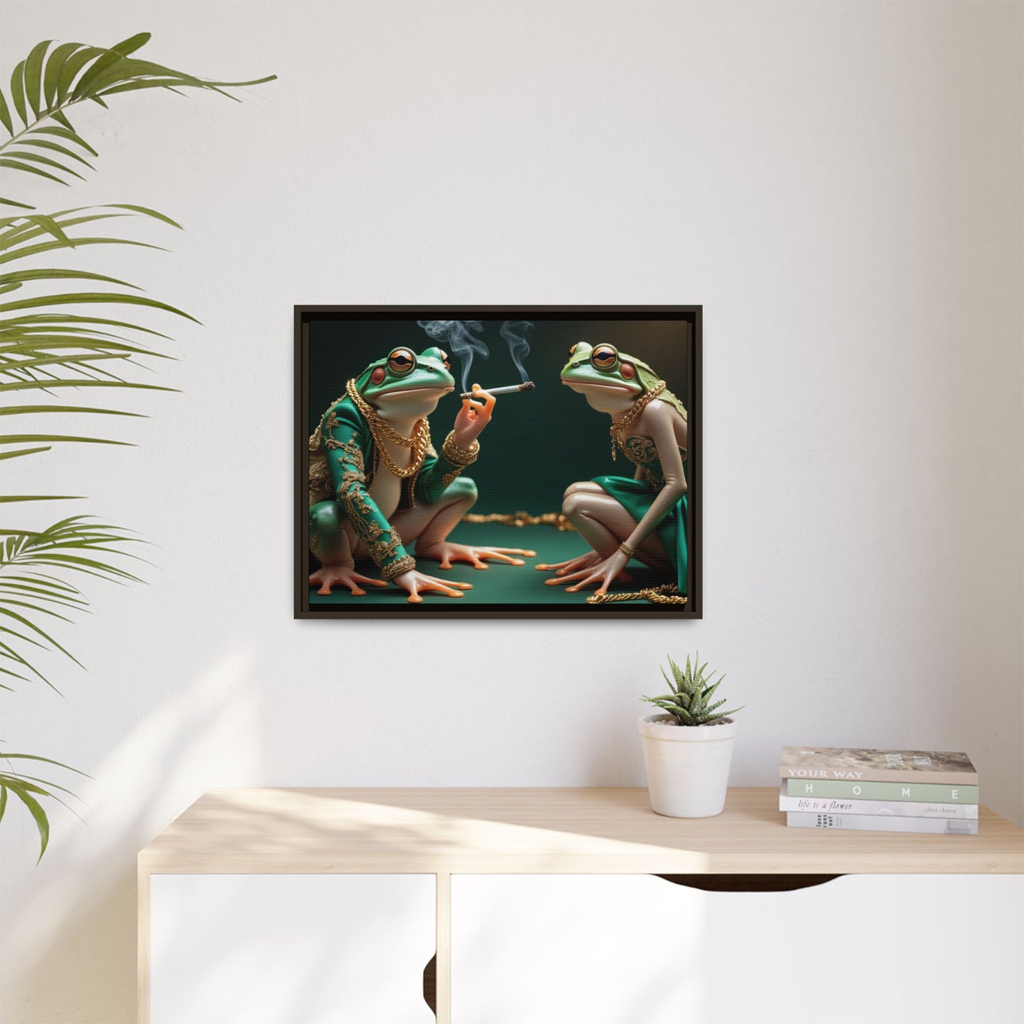Whimsical Frog Art Print - Framed Canvas for Unique Home Decor