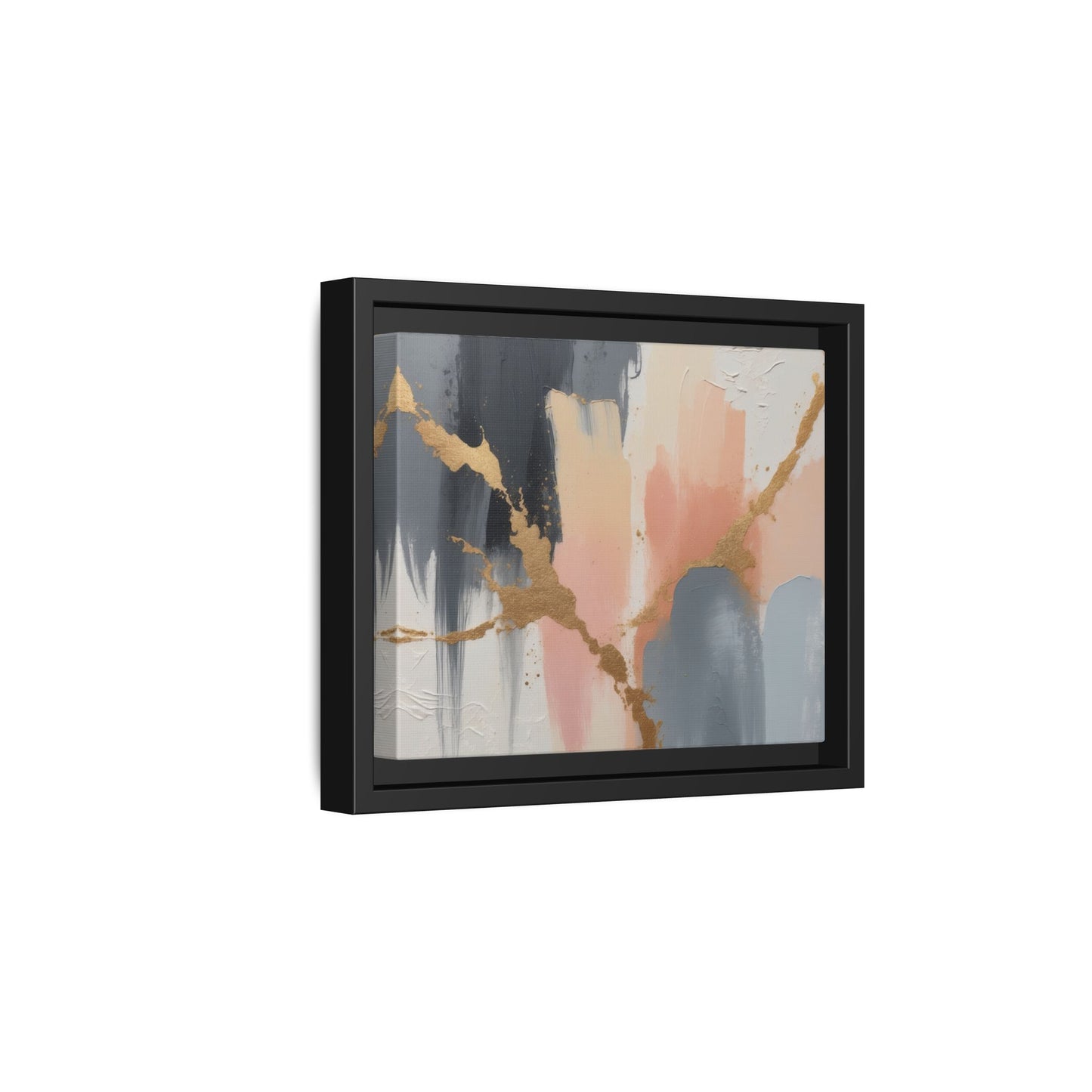 Elegant Abstract Framed Canvas Art with Gold Accents