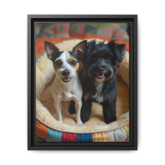 Framed Canvas Print of Cheerful Dogs – Perfect Pet Lover's Gift