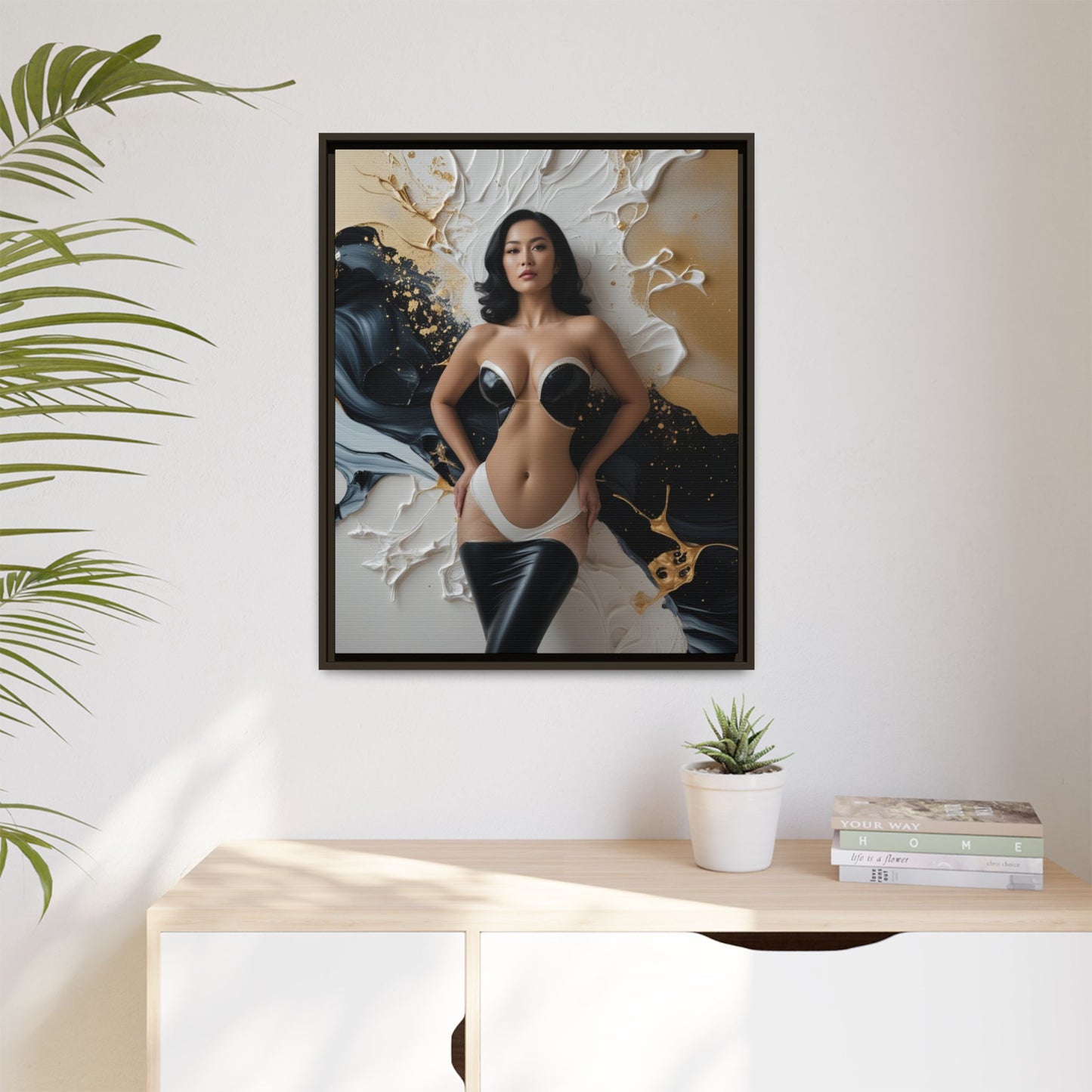 Elegant Framed Canvas Art - Multi-Color Abstract Beauty