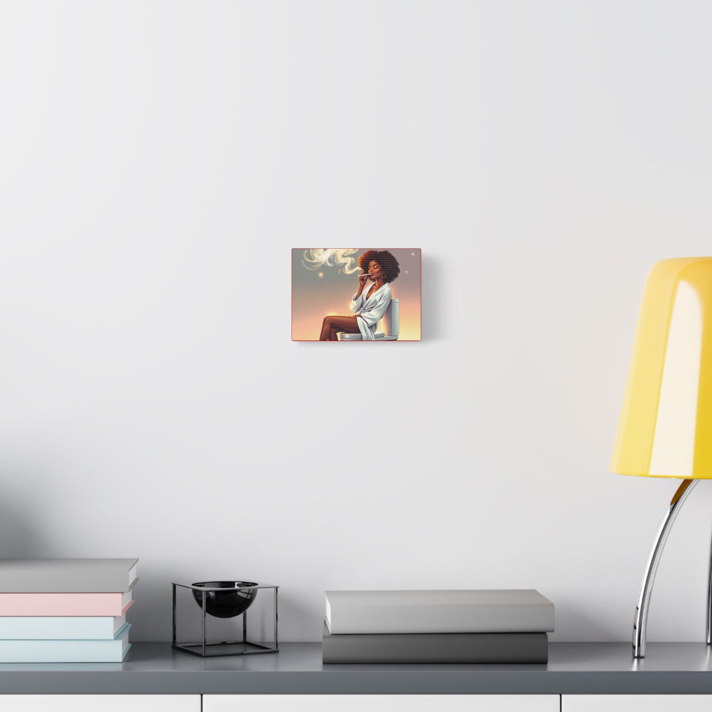 Contemporary Satin Canvas Wall Art - Stylish Leisure Scene with Female Figure