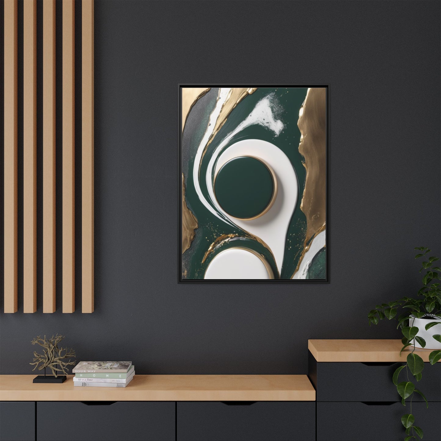 Elegant Abstract Framed Canvas Art - Modern Multi-Color Home Decor