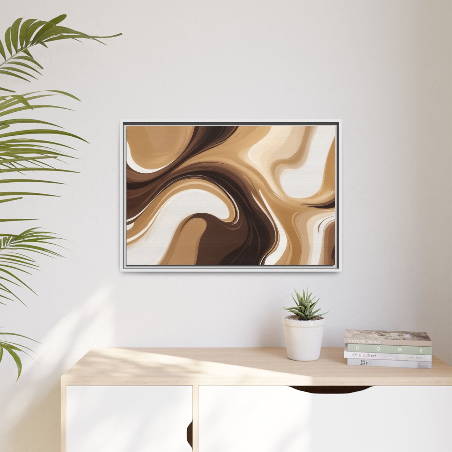 Abstract Wave Framed Canvas Art - Multi-Color Home Decor