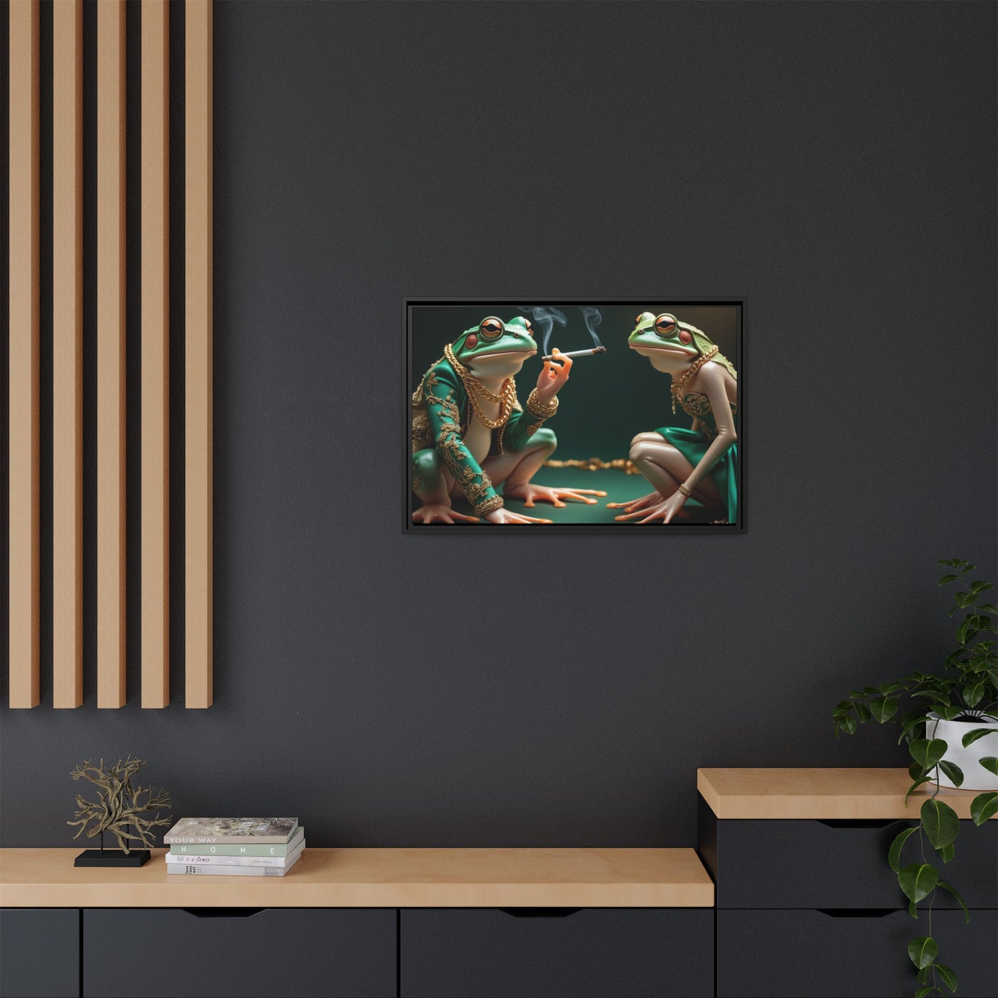Whimsical Frog Art Print - Framed Canvas for Unique Home Decor