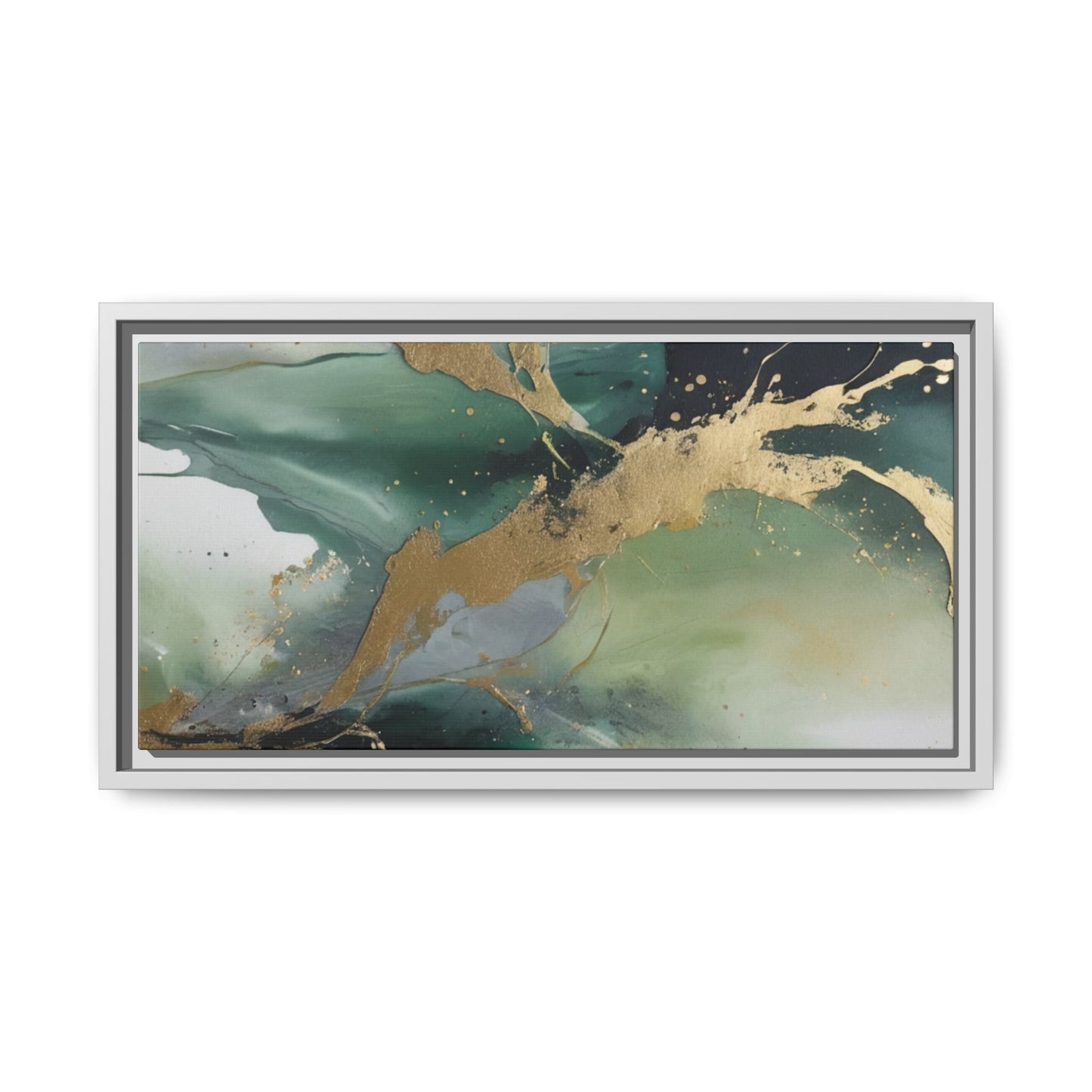 Elegant Abstract Framed Canvas Wall Art - Multi-Color Gold Accents