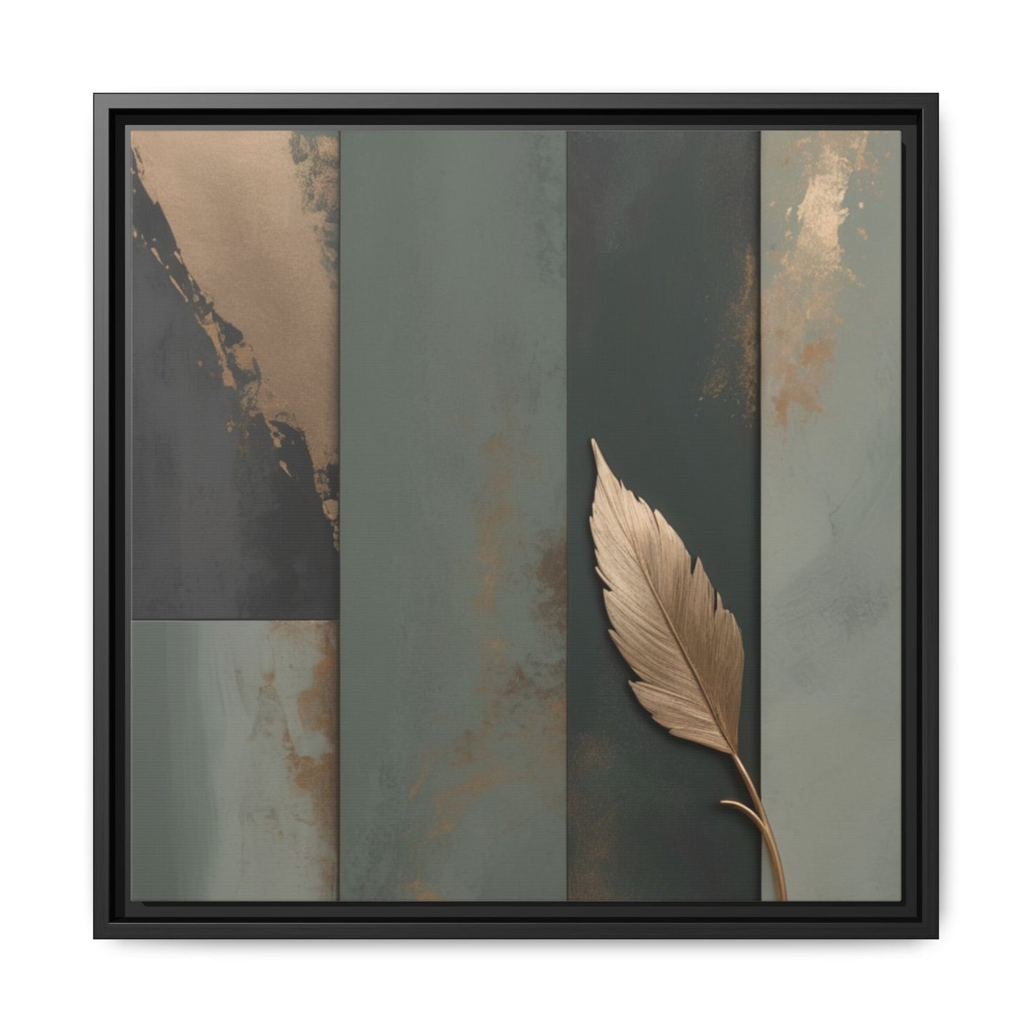 Elegant Framed Matte Canvas Wall Art - Multi-Color Leaf Design