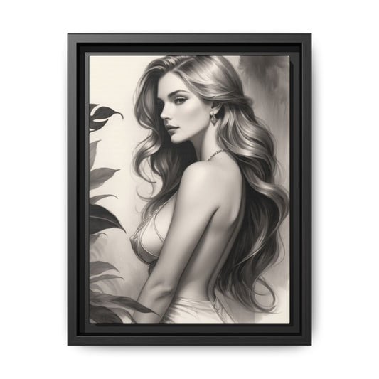 Elegant Matte Framed Art Print - Stylish Woman Portrait