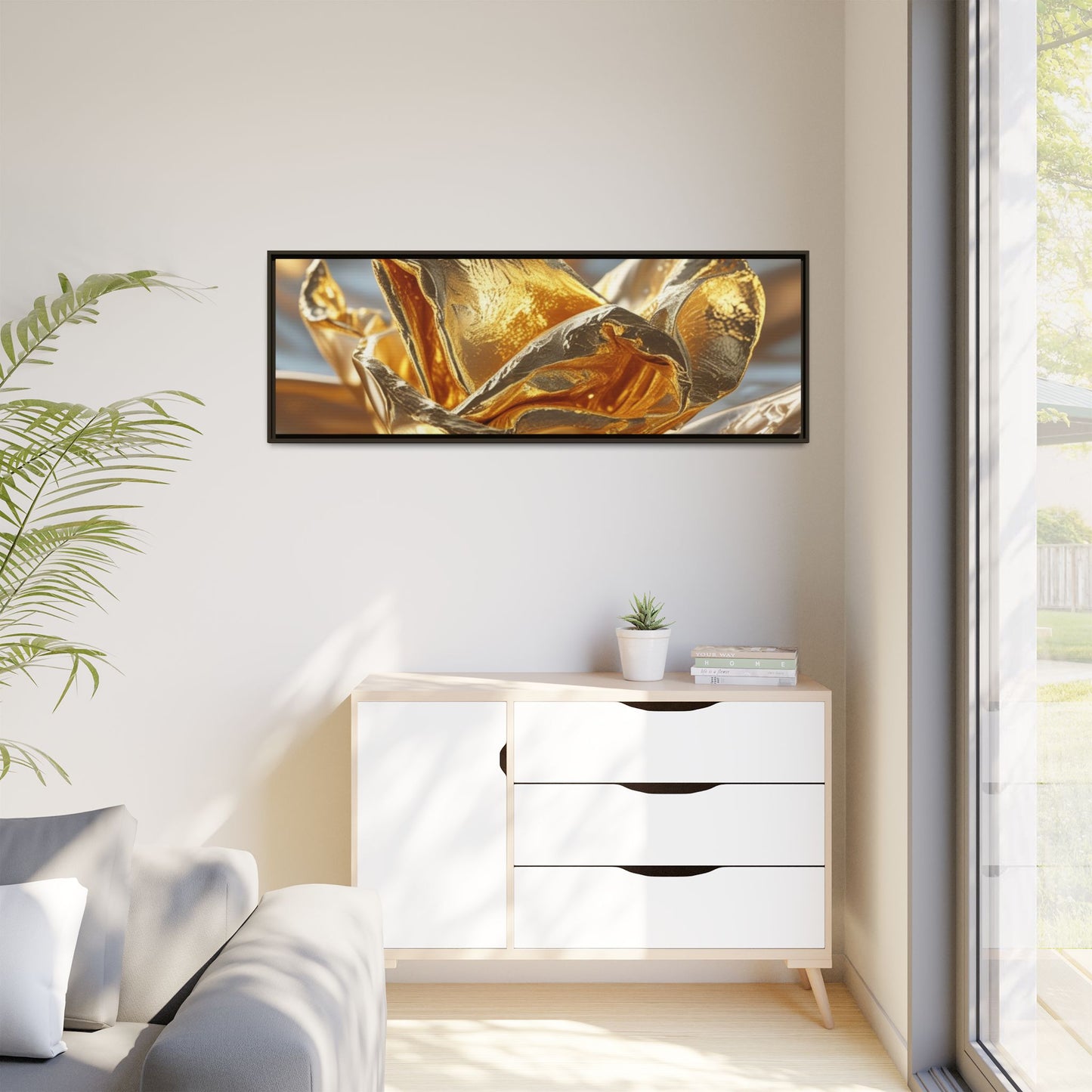 Gold Foil Rose Canvas Art - Elegant Home Decor