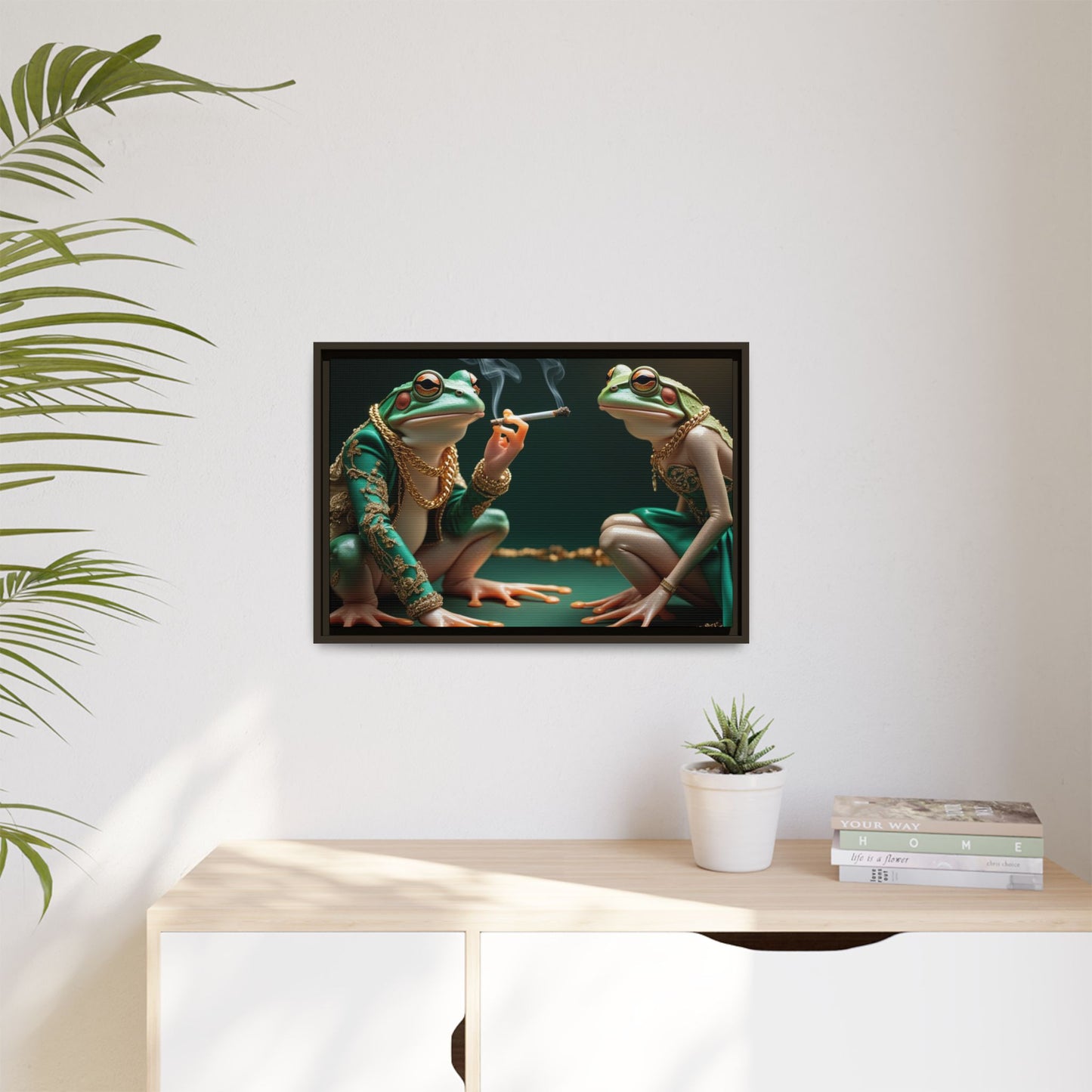 Whimsical Frog Art Print - Framed Canvas for Unique Home Decor