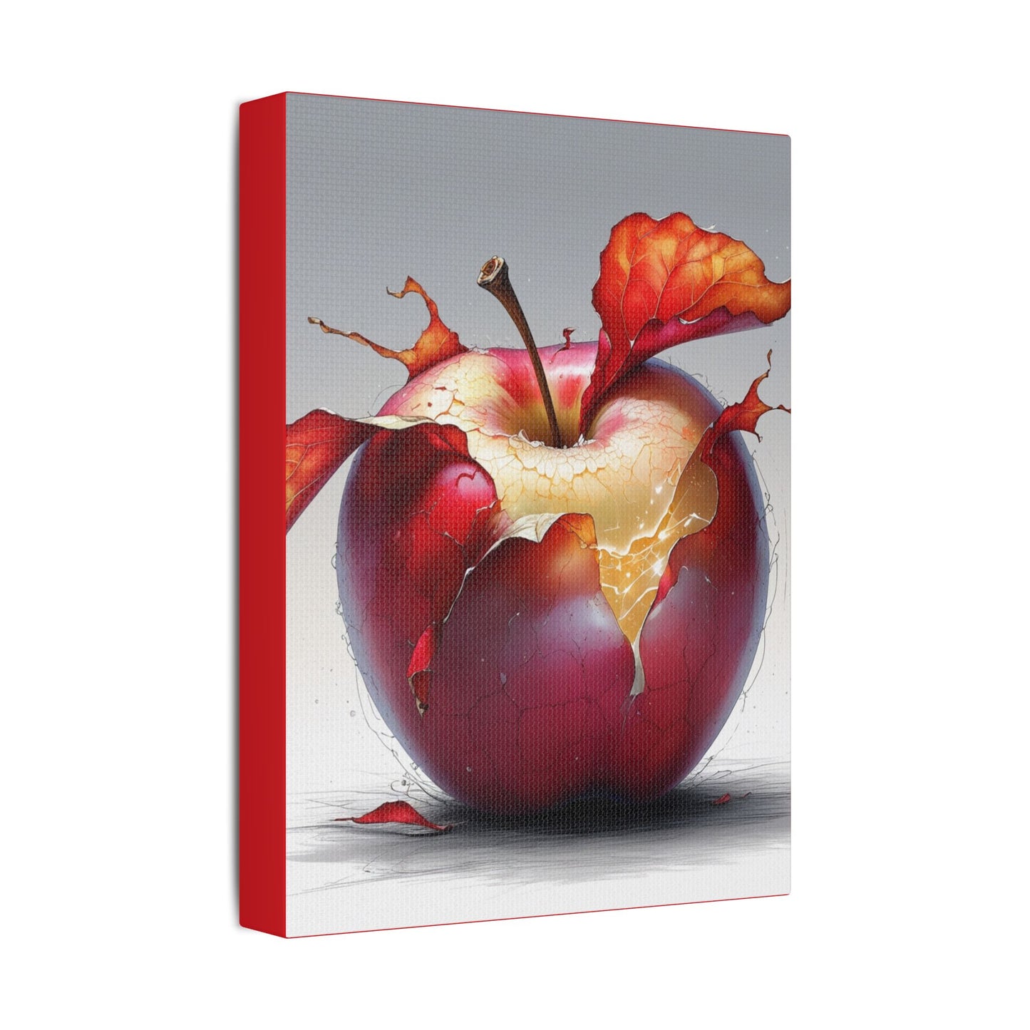 Cracked Red Apple Canvas Art – Vibrant Wall Decor for Modern Homes