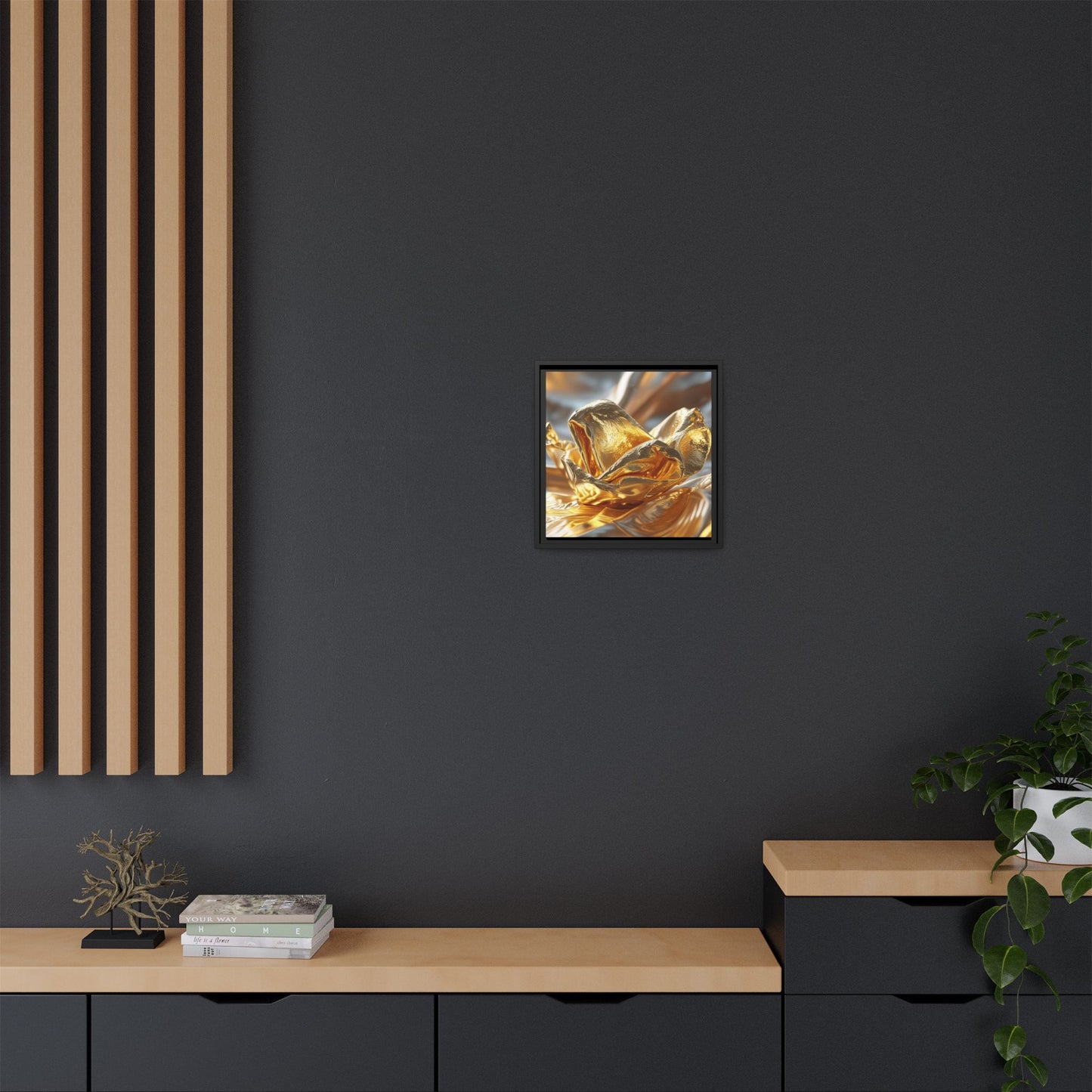 Gold Foil Rose Canvas Art - Elegant Home Decor