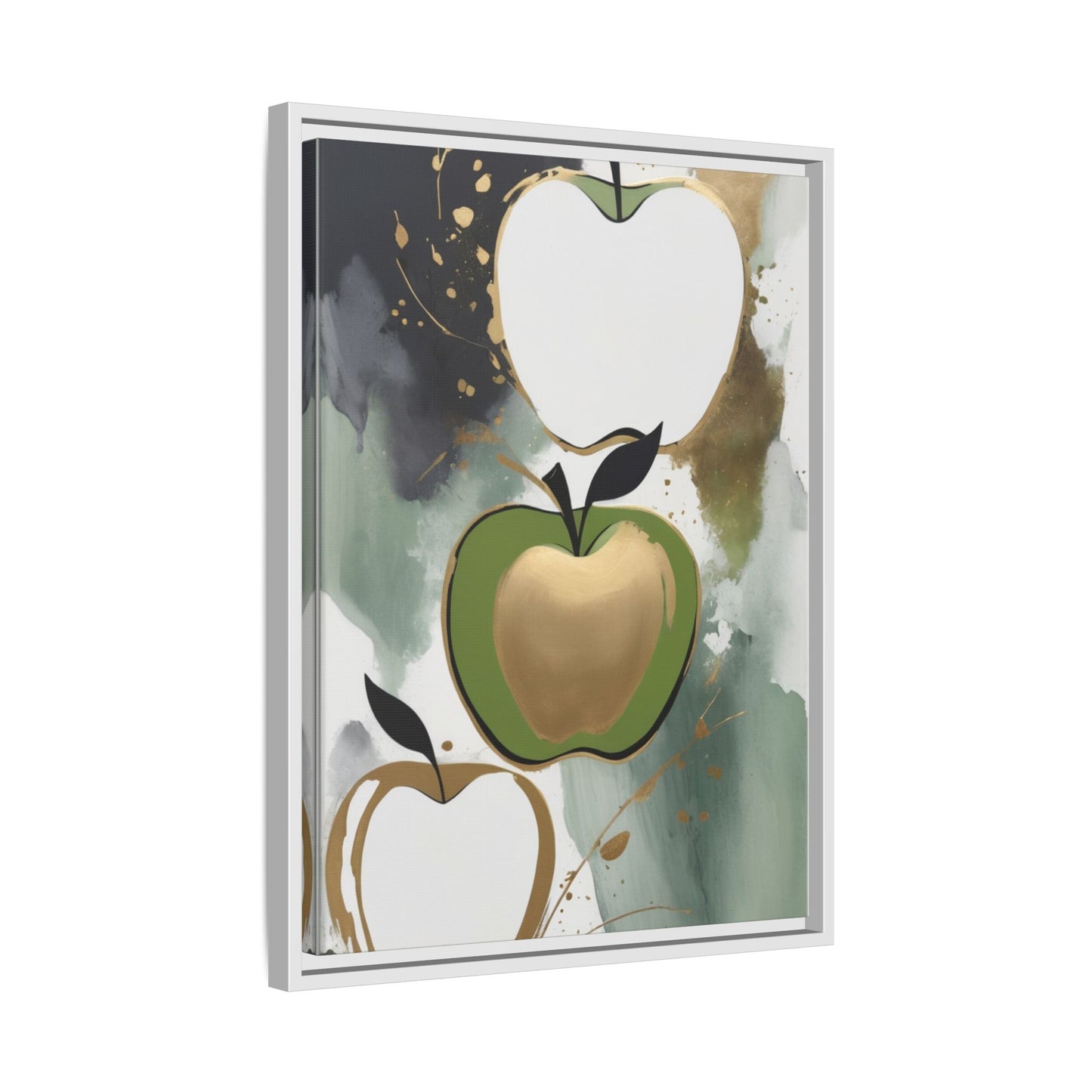Modern Abstract Apple Canvas Art Print - Colorful Framed Wall Decor