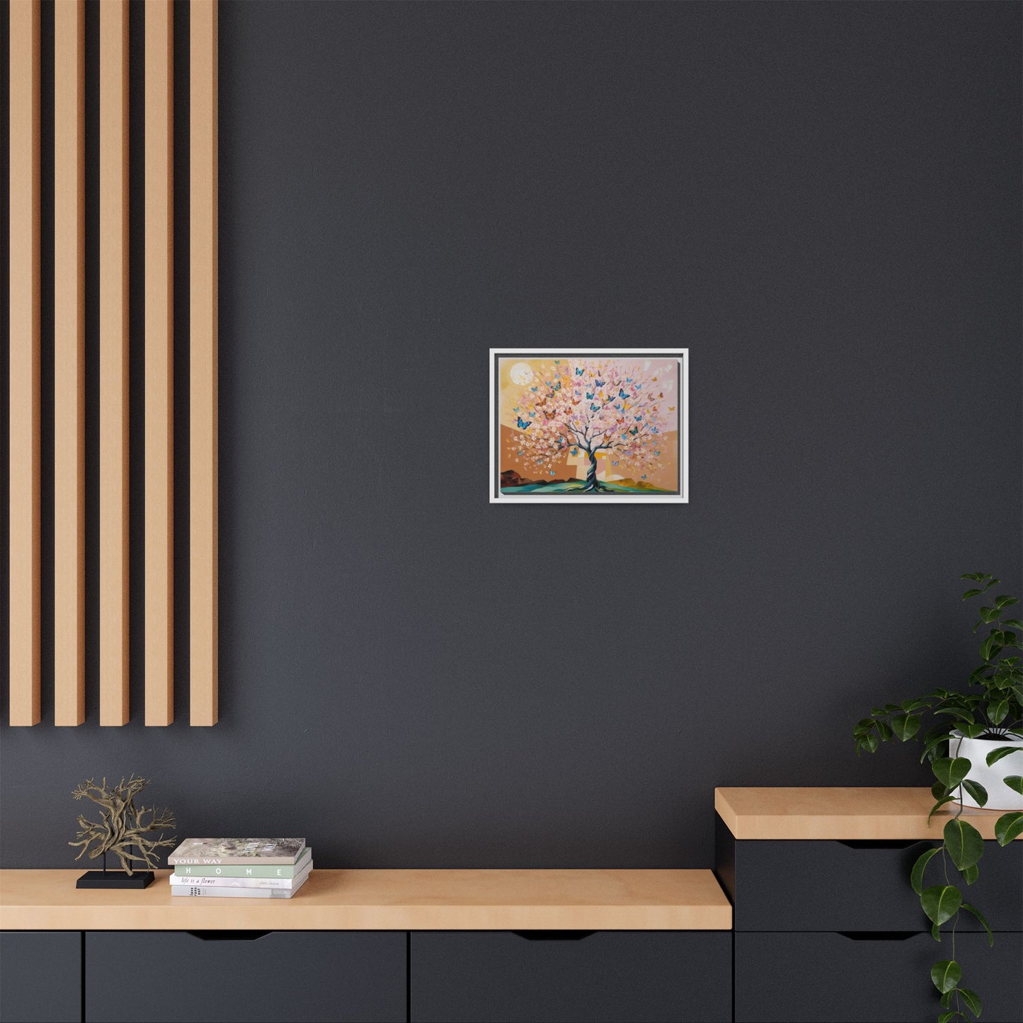Colorful Butterfly Blossom Framed Canvas Art