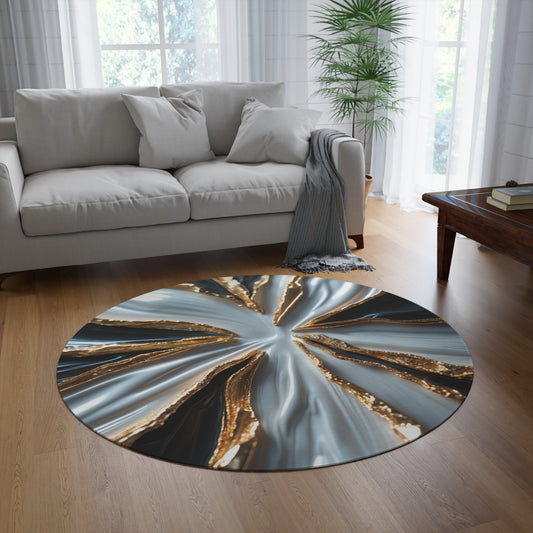 Golden Currents-Round Rug