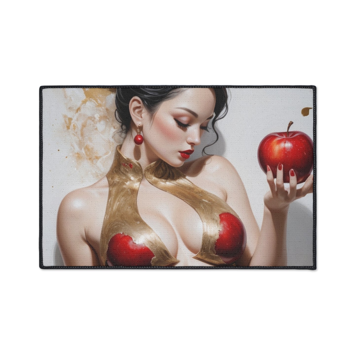 Elegant Artistic Heavy Duty Floor Mat - Red Apple Design for Home & Office Decor