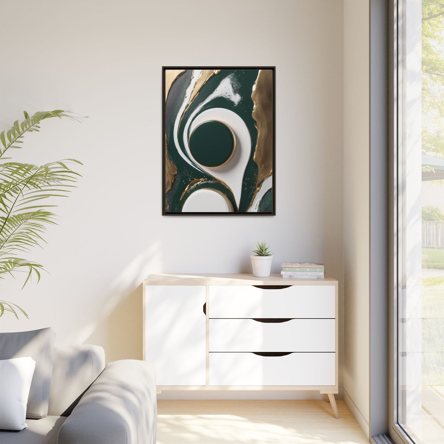 Elegant Abstract Framed Canvas Art - Modern Multi-Color Home Decor