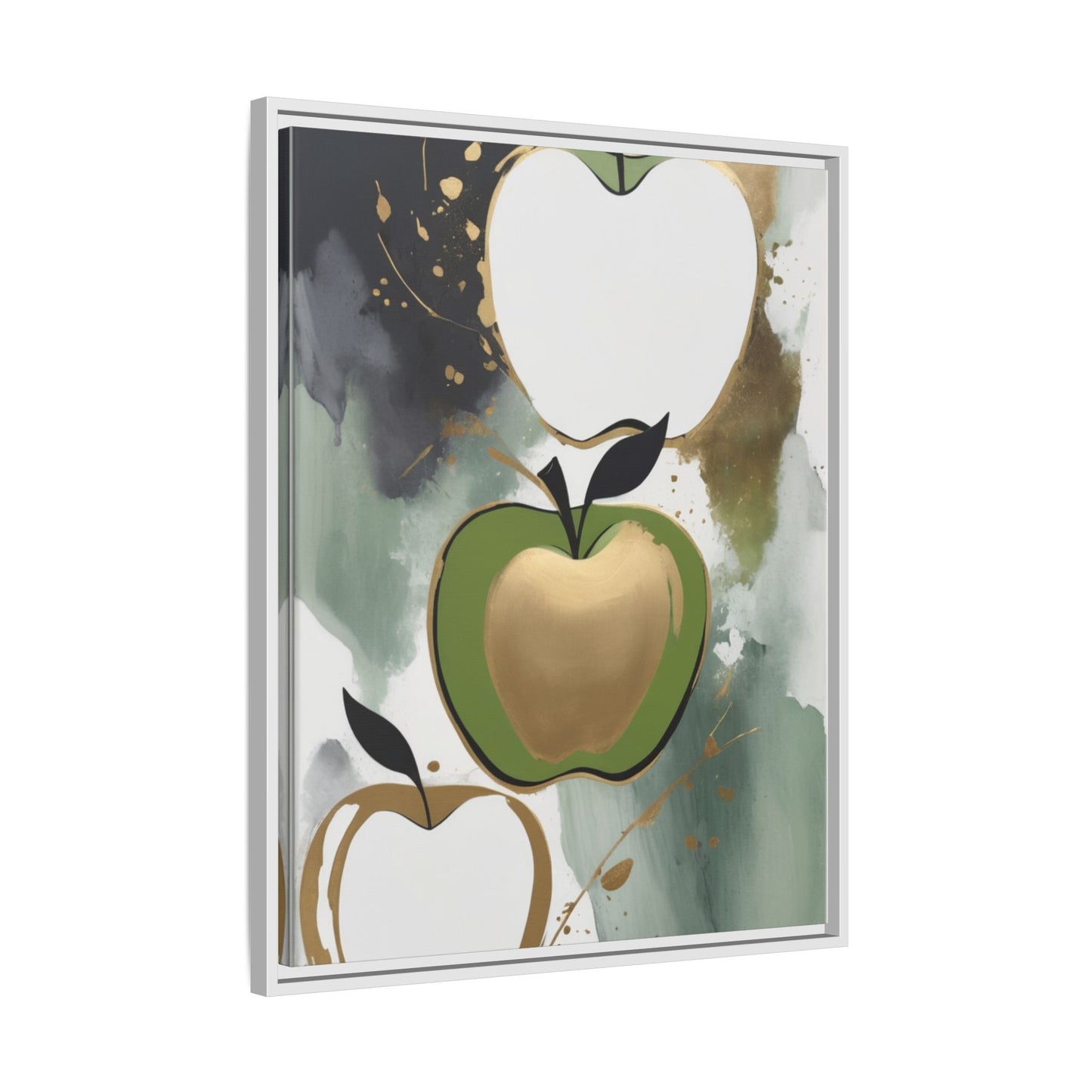 Modern Abstract Apple Canvas Art Print - Colorful Framed Wall Decor