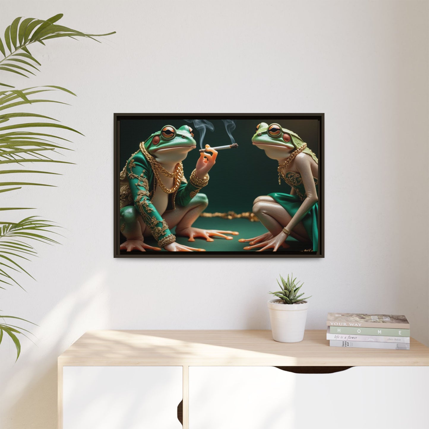 Whimsical Frog Art Print - Framed Canvas for Unique Home Decor
