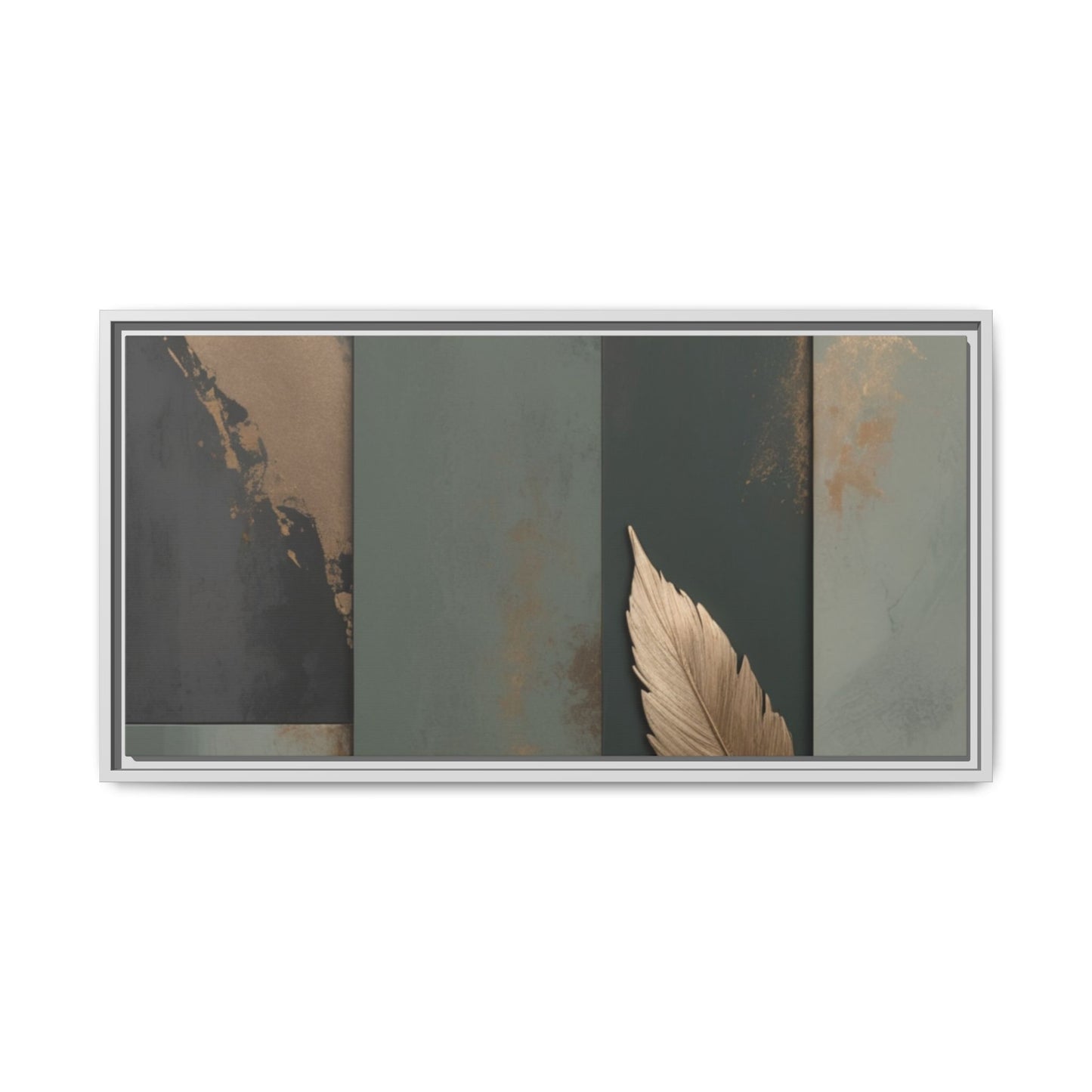 Elegant Framed Matte Canvas Wall Art - Multi-Color Leaf Design