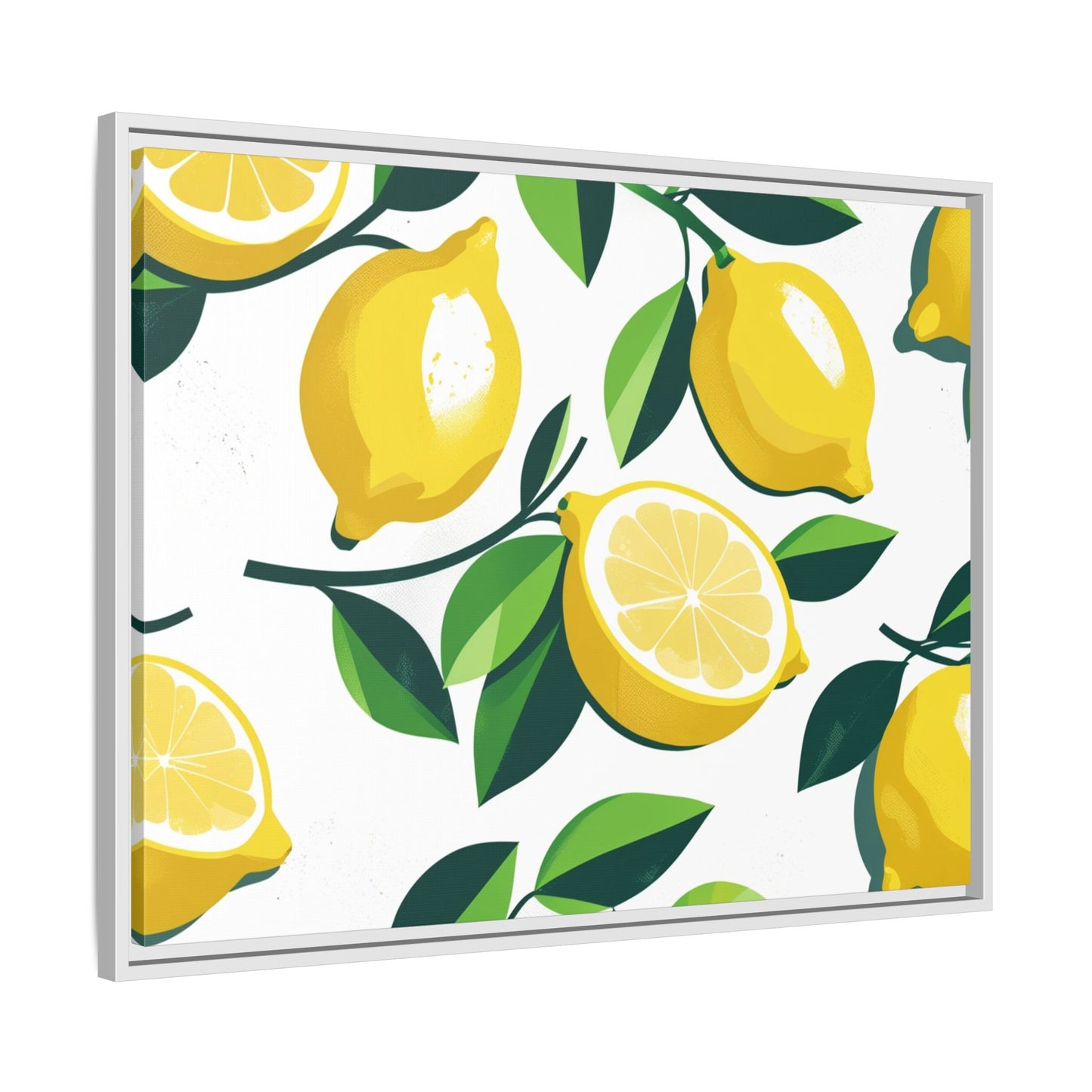 Lemon-Themed Framed Canvas Wall Art - Bright and Fresh Decor