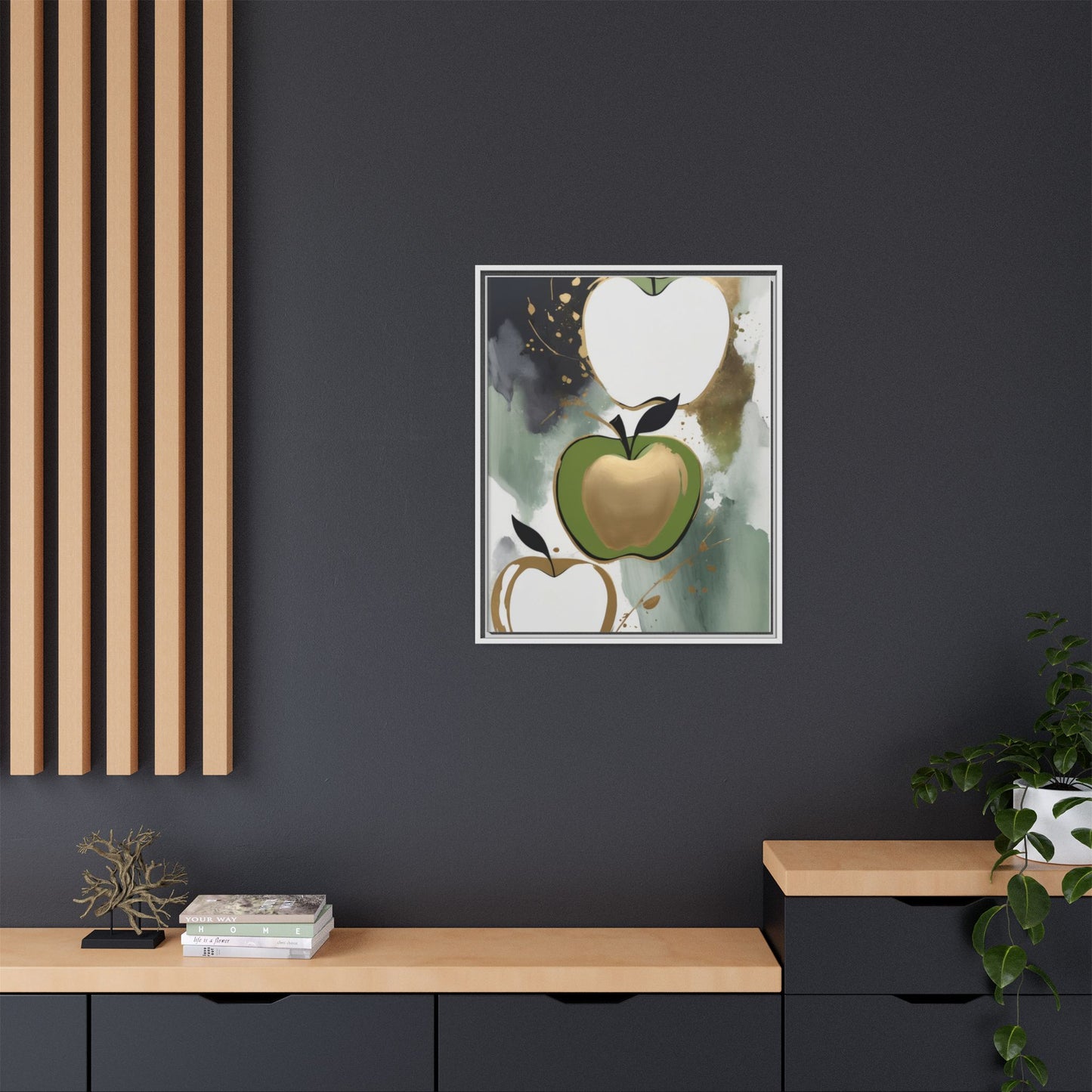 Modern Abstract Apple Canvas Art Print - Colorful Framed Wall Decor