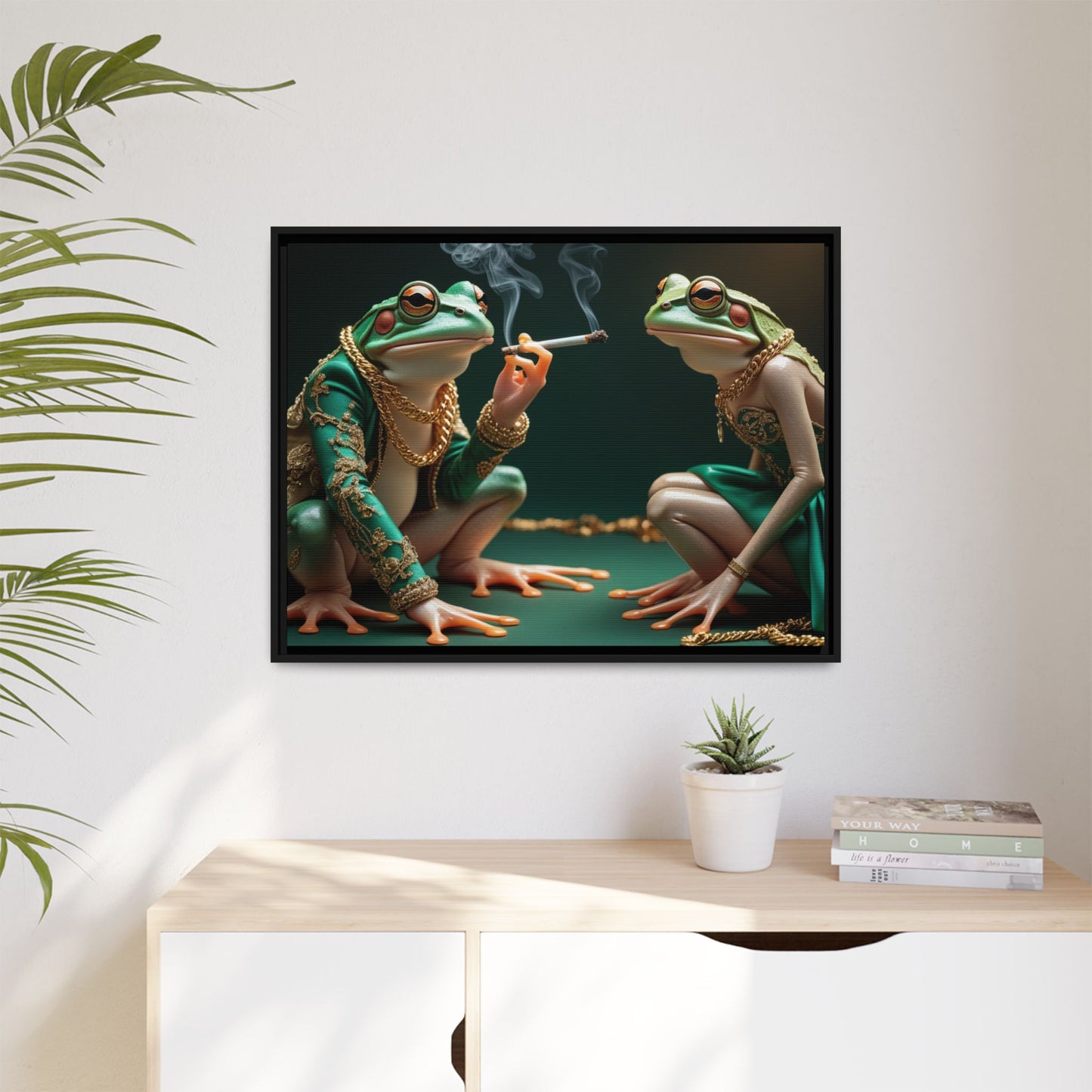 Whimsical Frog Art Print - Framed Canvas for Unique Home Decor