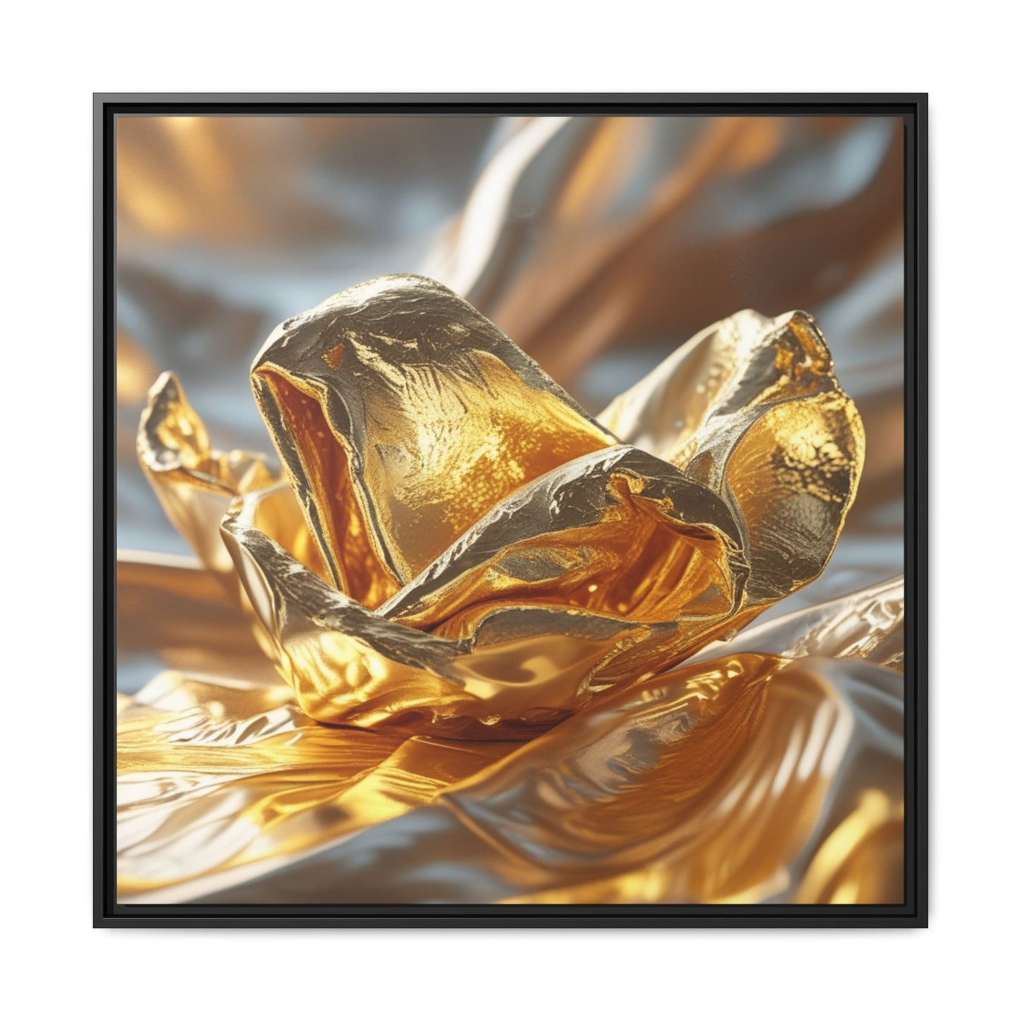 Gold Foil Rose Canvas Art - Elegant Home Decor