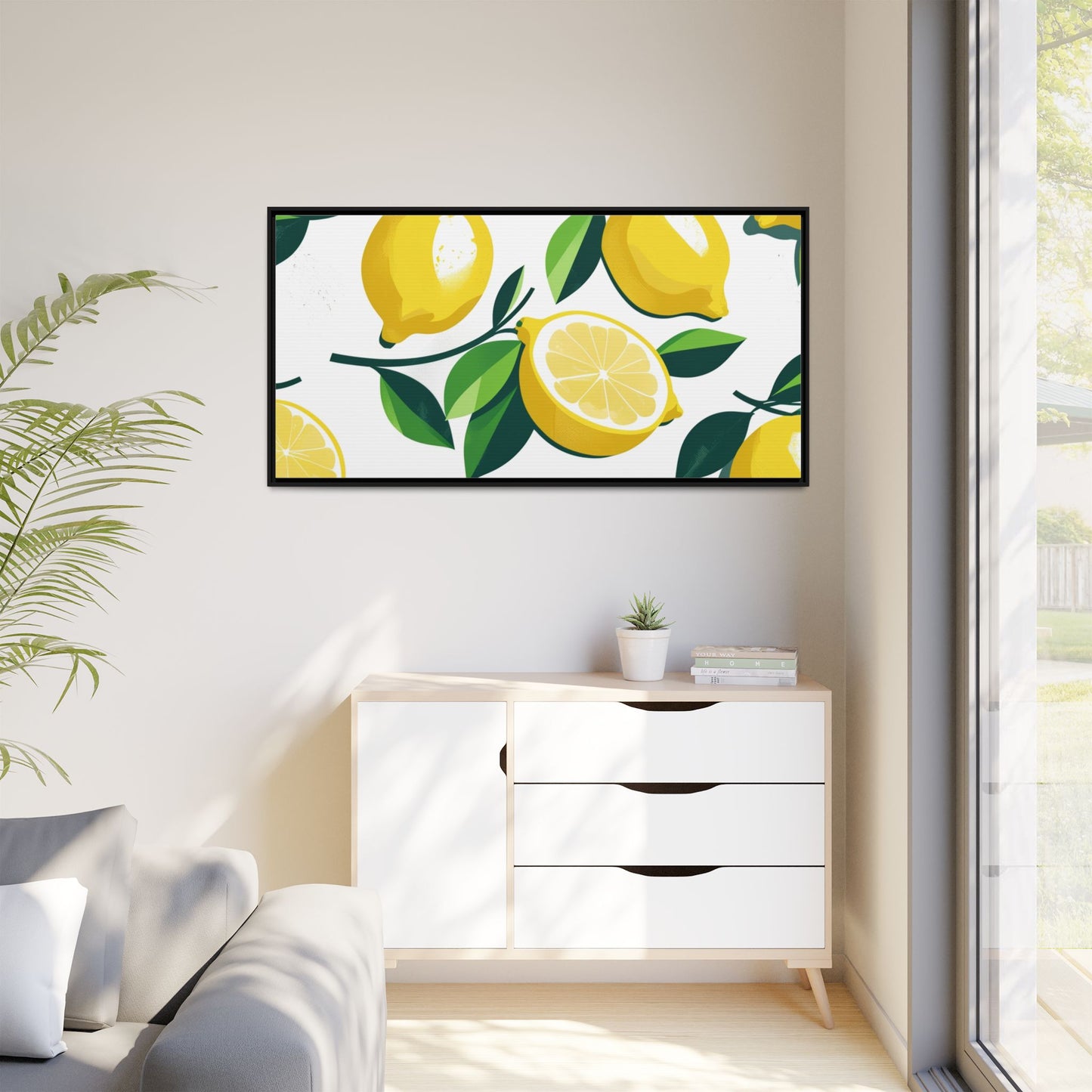 Lemon-Themed Framed Canvas Wall Art - Bright and Fresh Decor