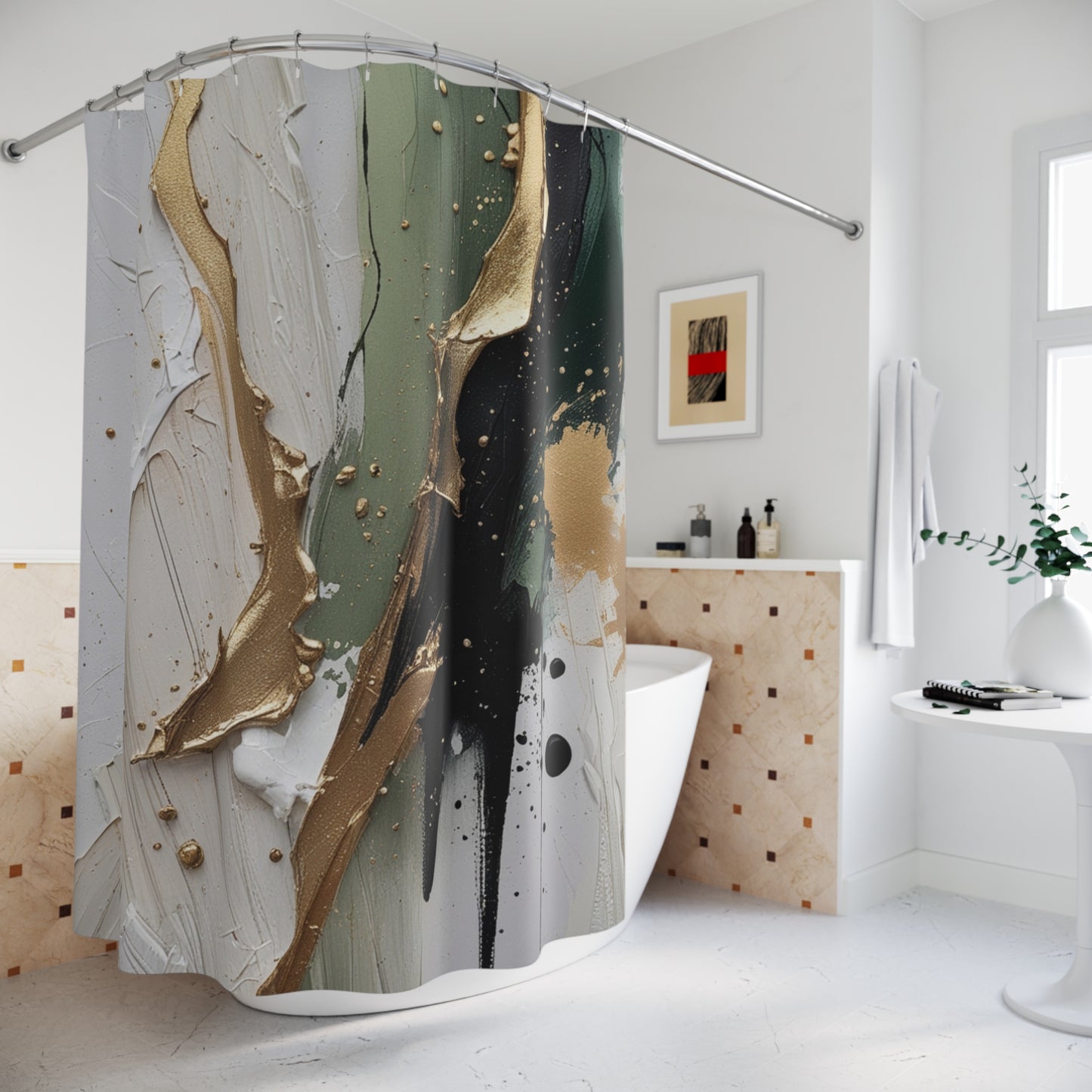 Elegant Abstract Art Shower Curtain - Modern Bathroom Decor
