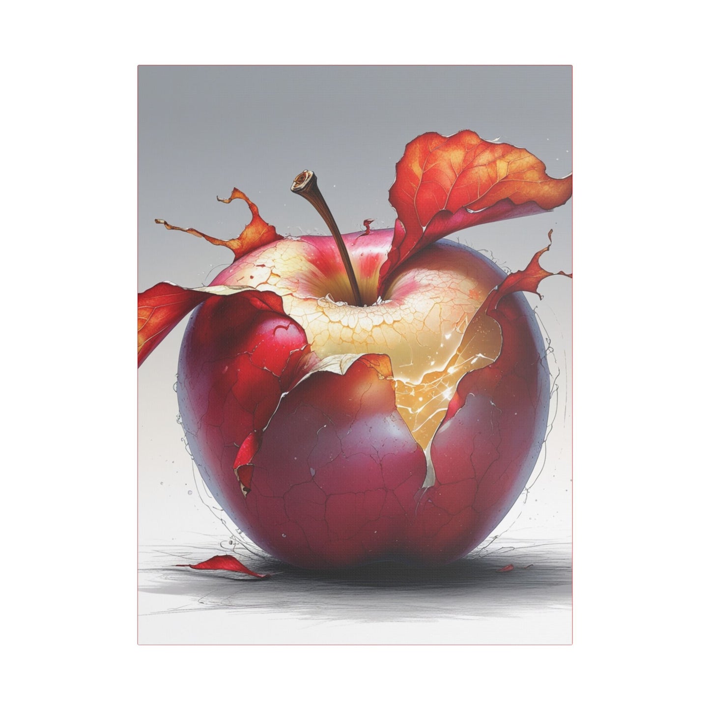Cracked Red Apple Canvas Art – Vibrant Wall Decor for Modern Homes